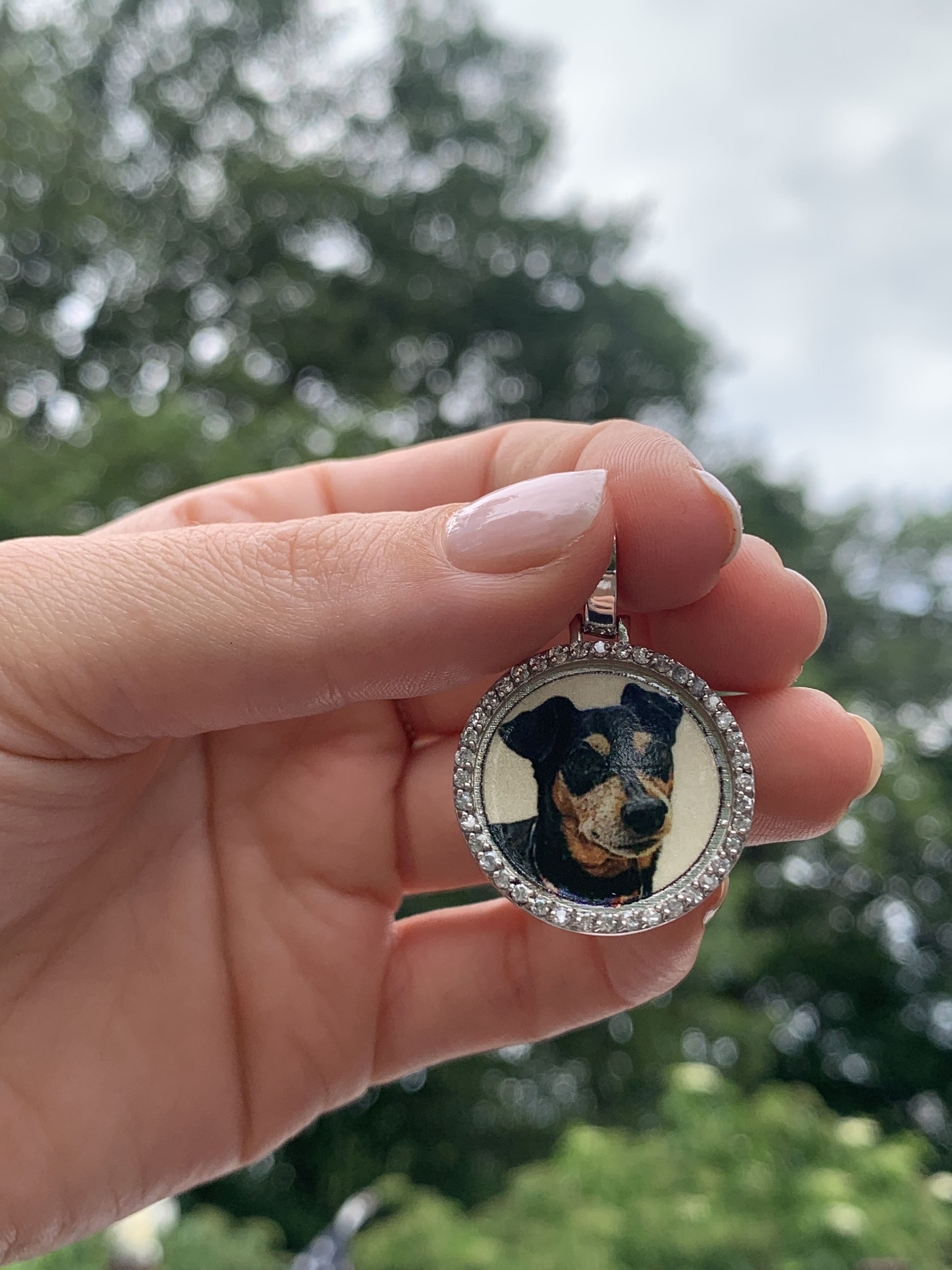 Small Diamond & Gold Photo Pendant Medallion