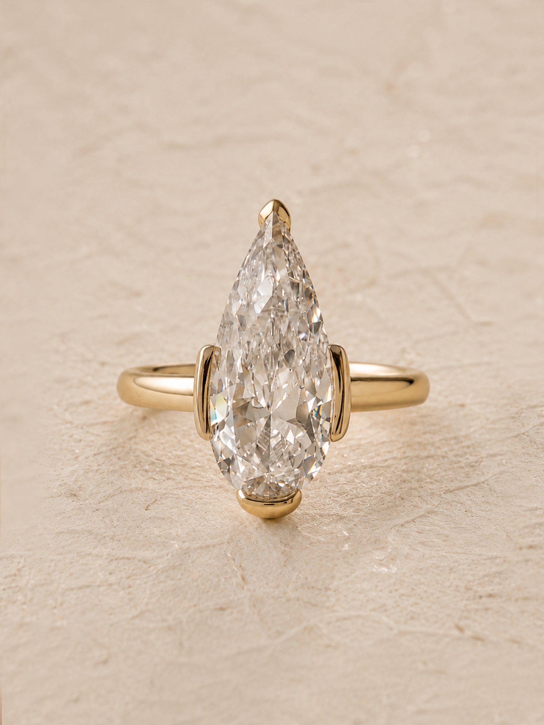 Elongated Pear Diamond Engagement Ring