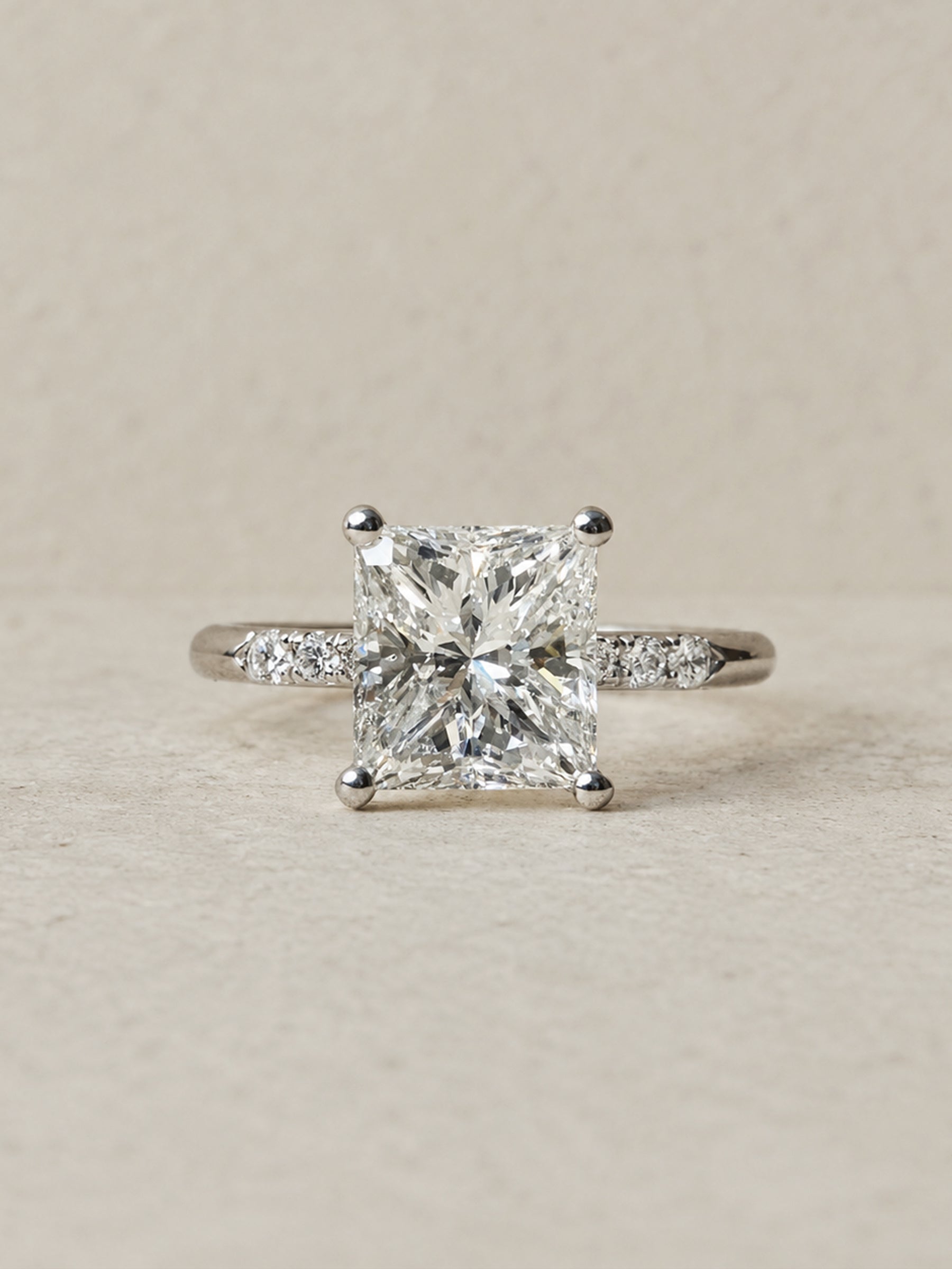 Elongated Princess Solitaire Engagement Ring