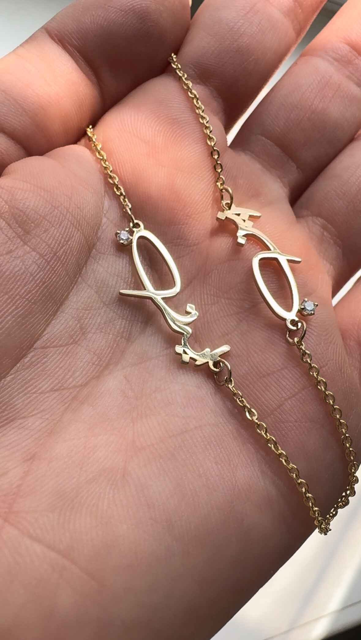 Two Name Calligraphy Persian/Arabic Diamond Necklace