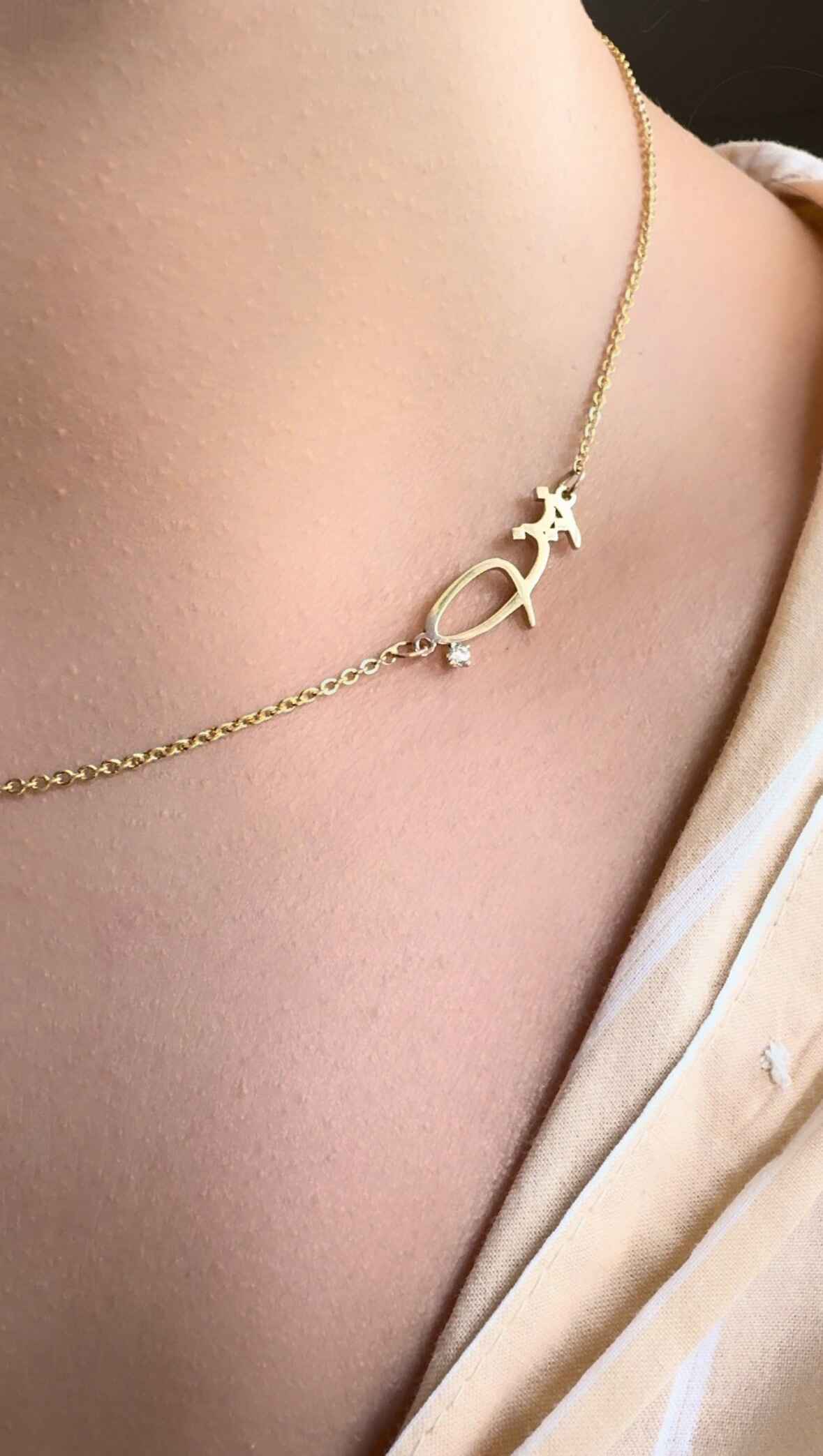 Two Name Calligraphy Persian/Arabic Diamond Necklace