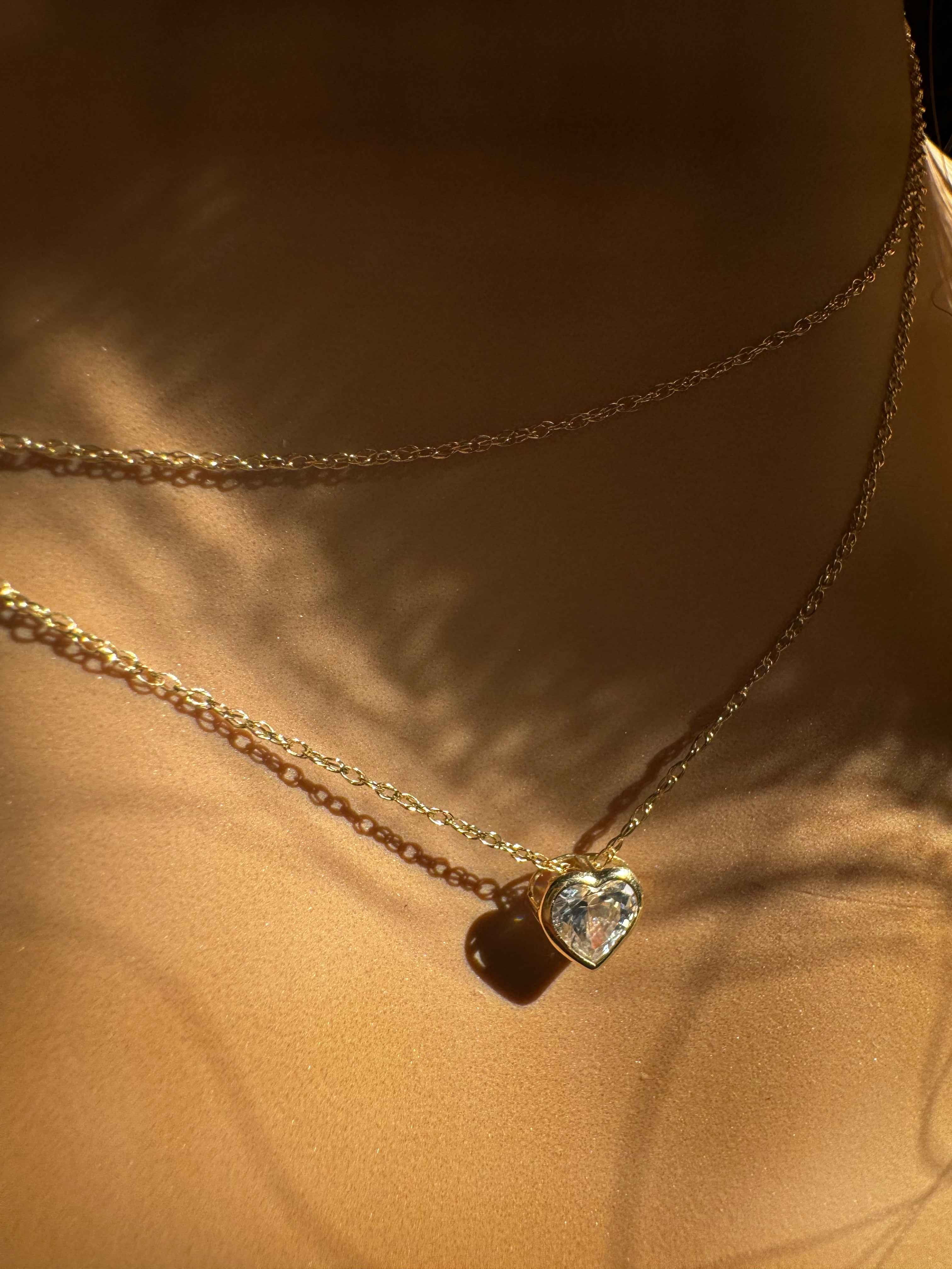 Mini 14k Gold Heart Bezel Necklace