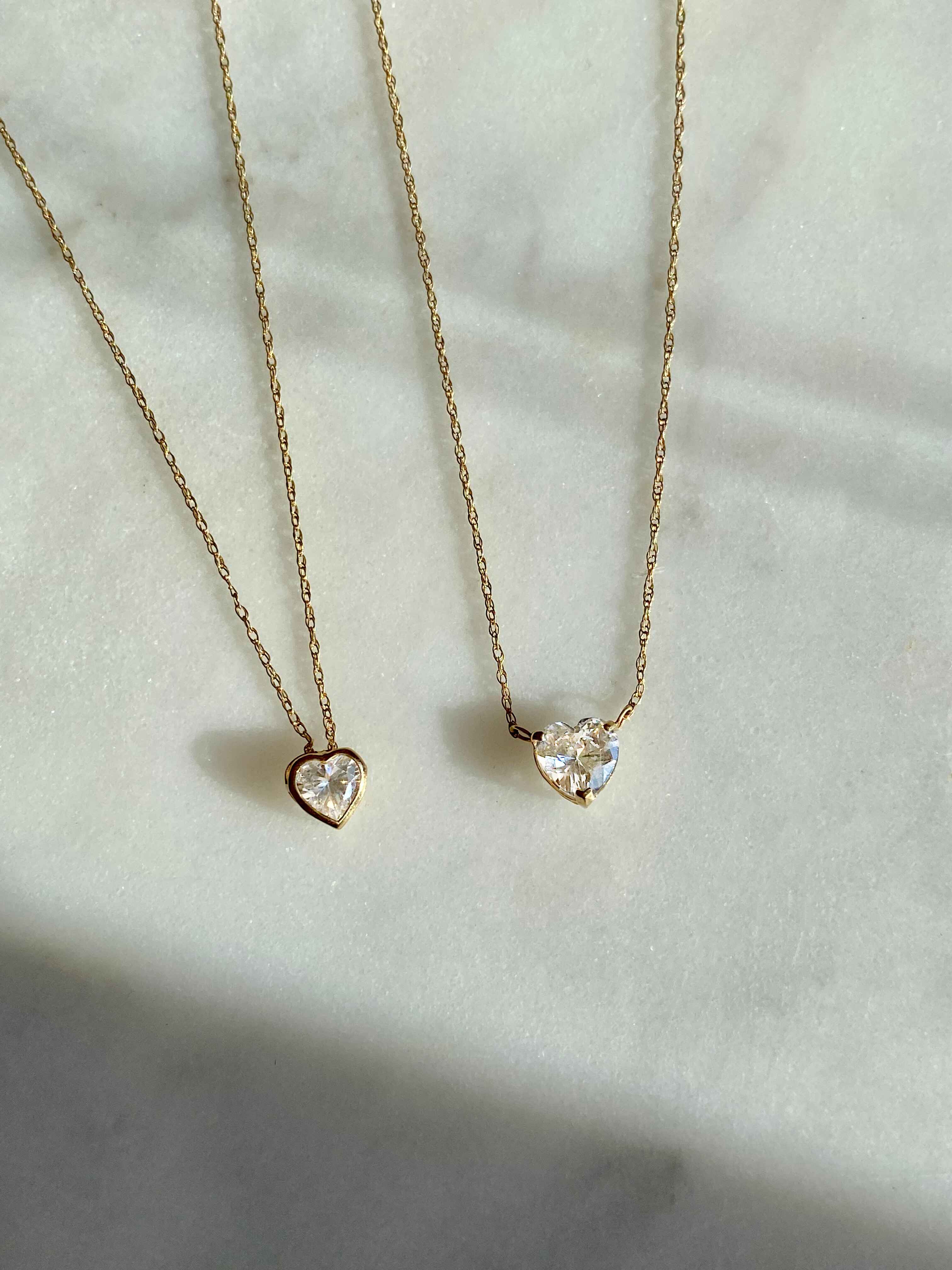 Mini 14k Gold Heart Prong Necklace