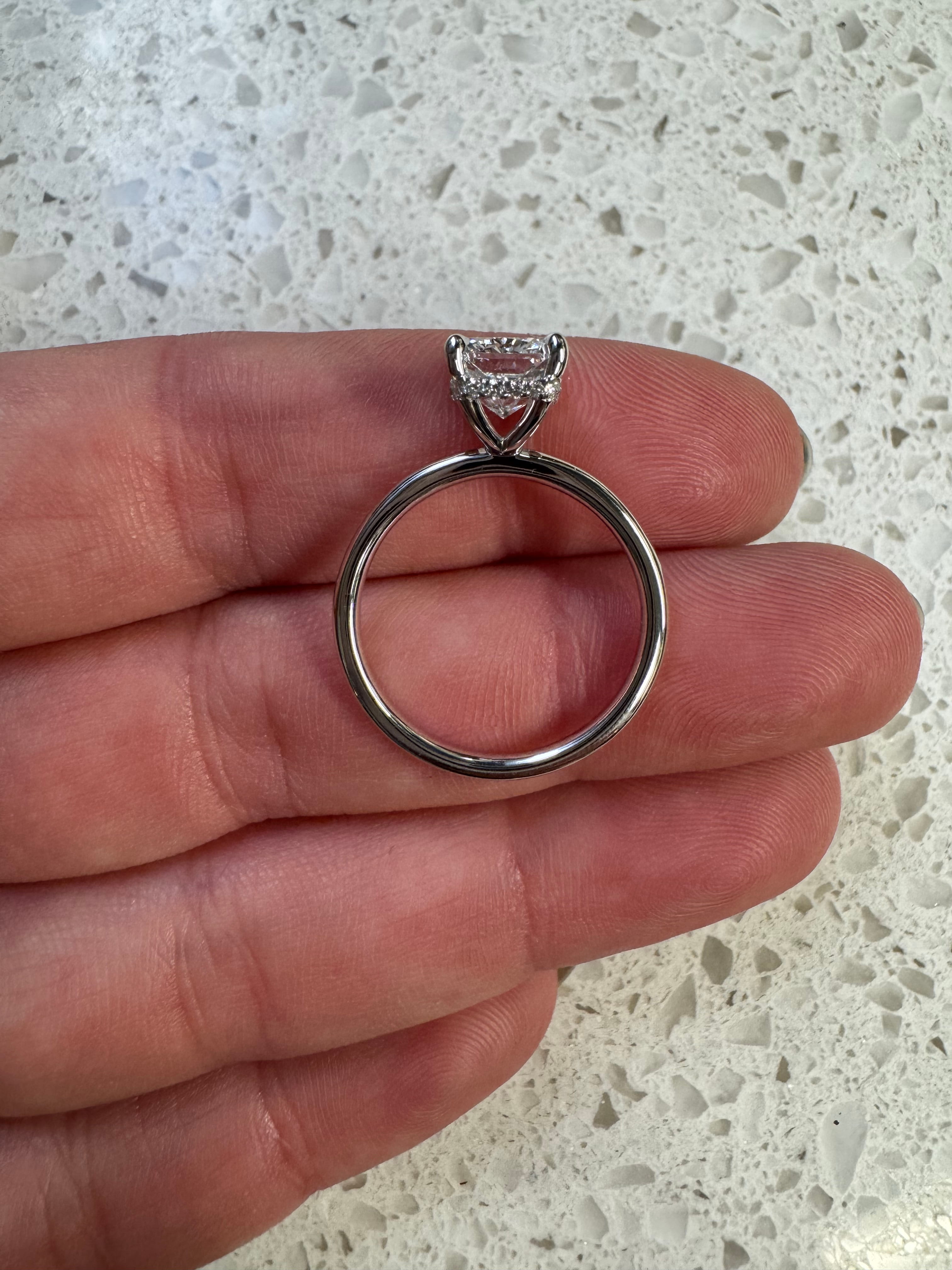 Radiant Cut & Hidden Halo Moissanite Engagement Ring