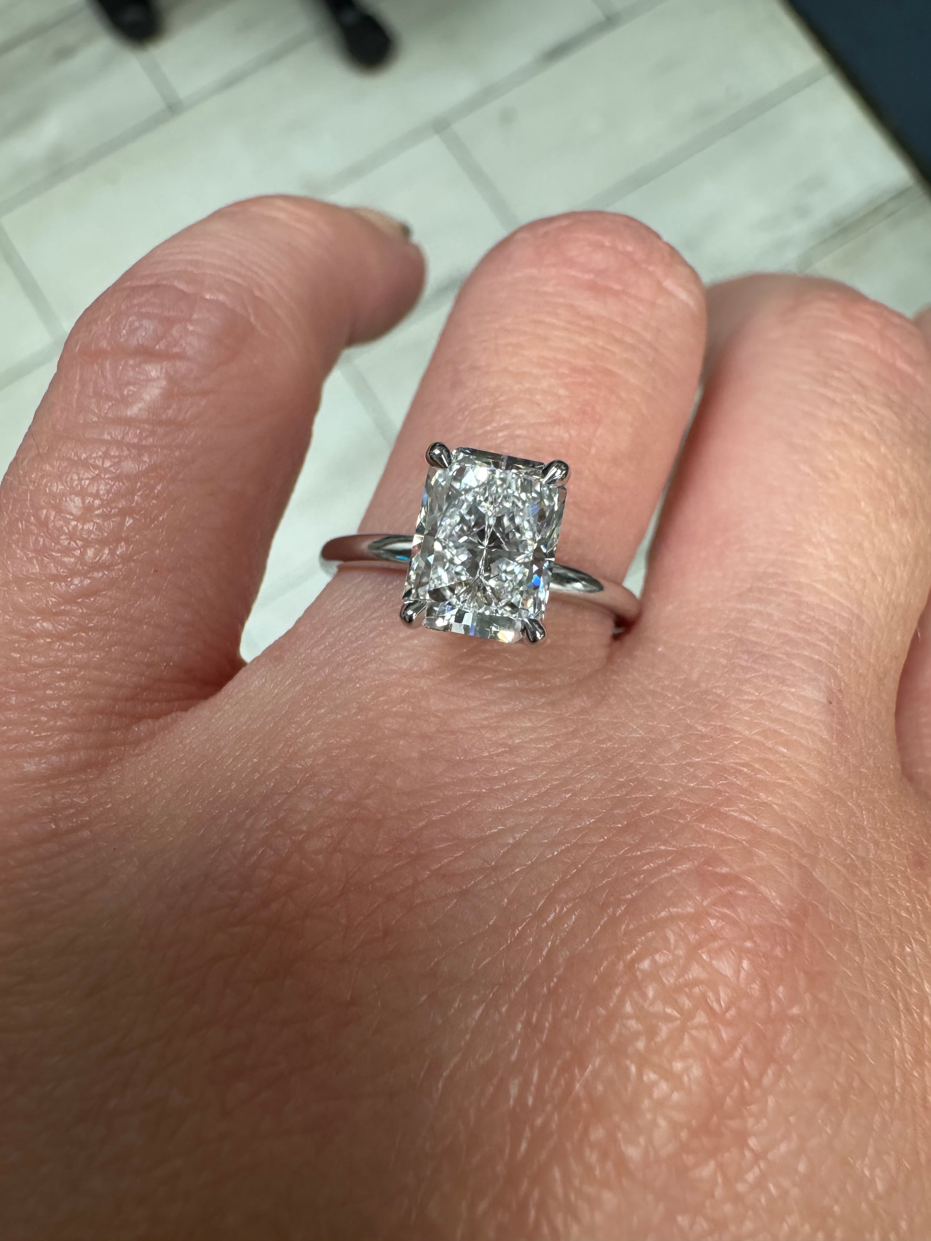 Radiant Cut & Hidden Halo Moissanite Engagement Ring