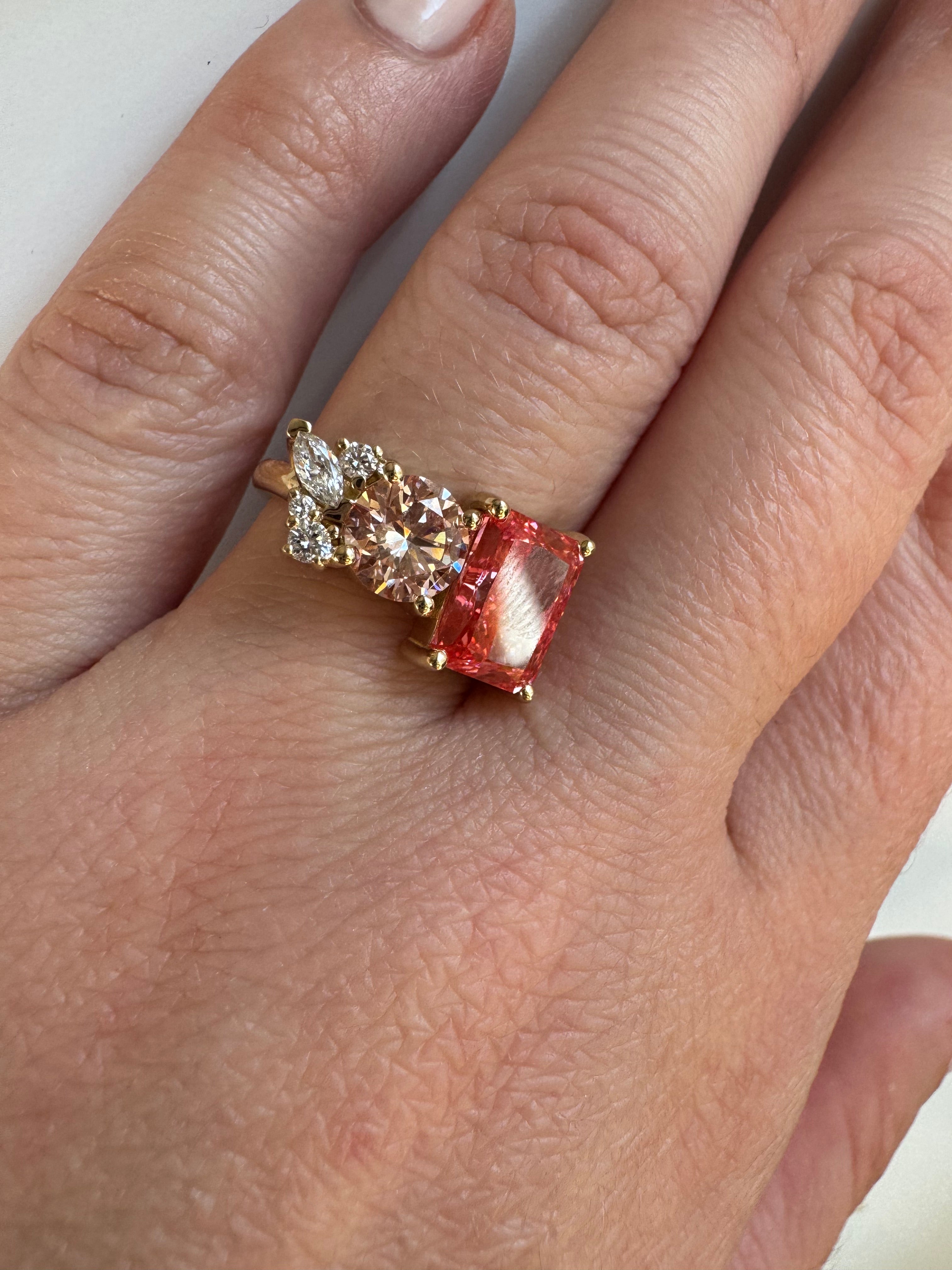 Pink Diamond Moi et Toi Floral Custom Engagement Ring