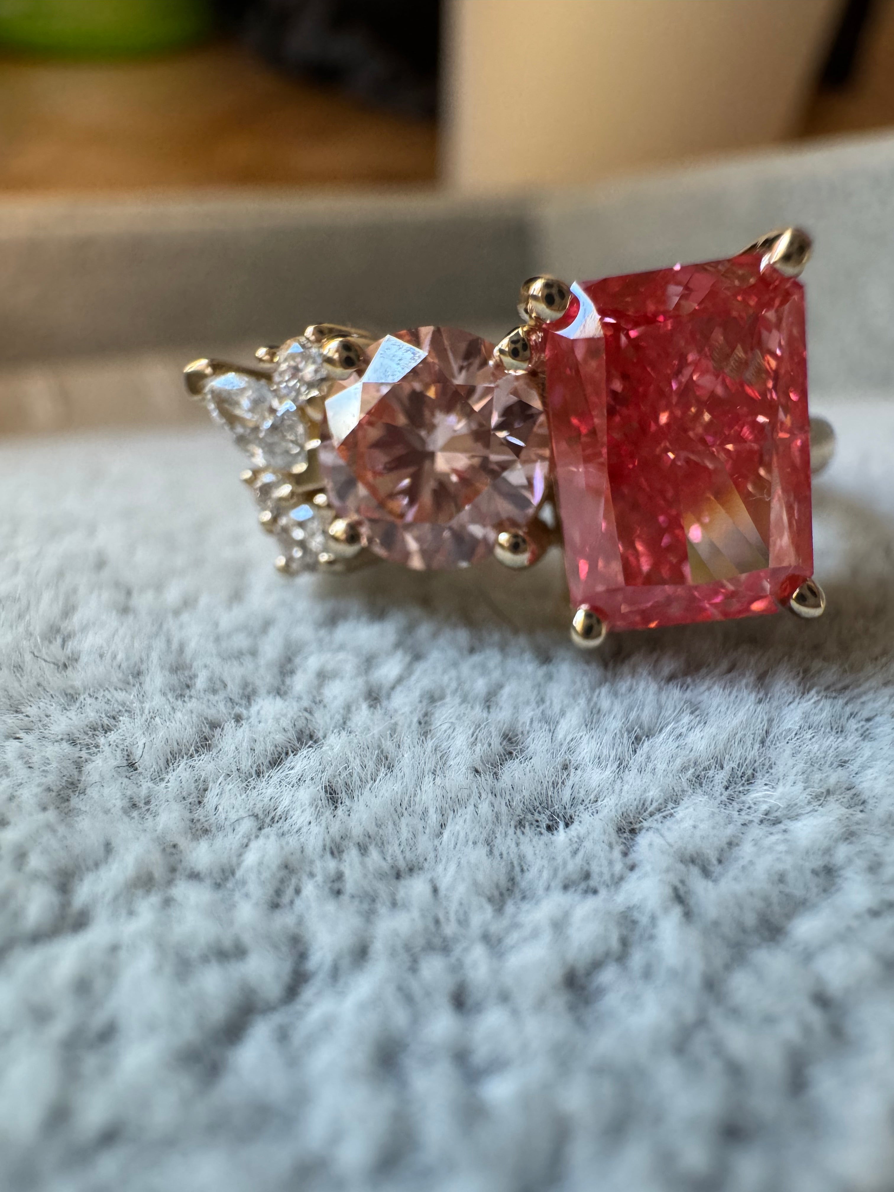 Pink Diamond Moi et Toi Floral Custom Engagement Ring