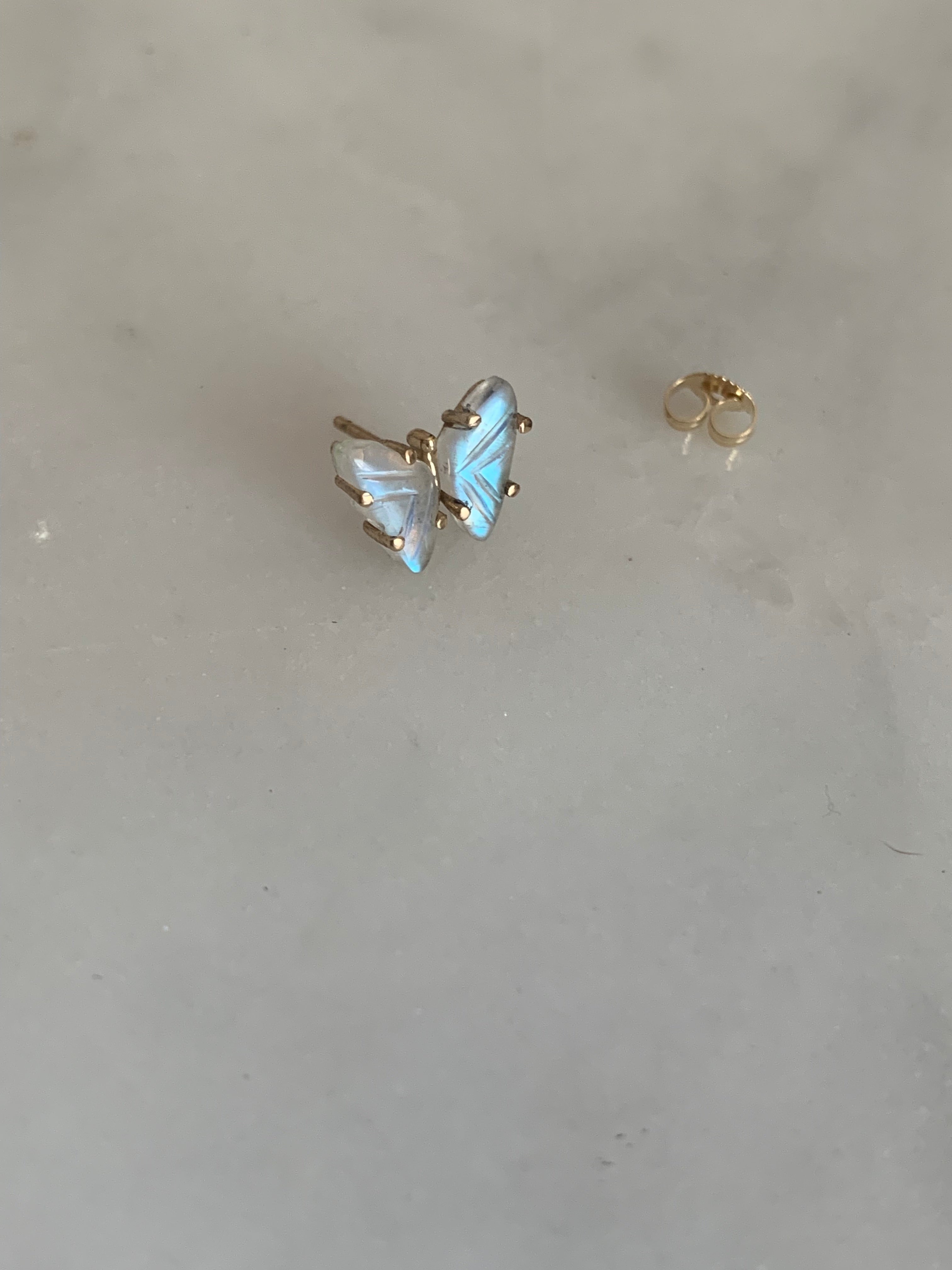 Rainbow Moonstone Butterfly Studs