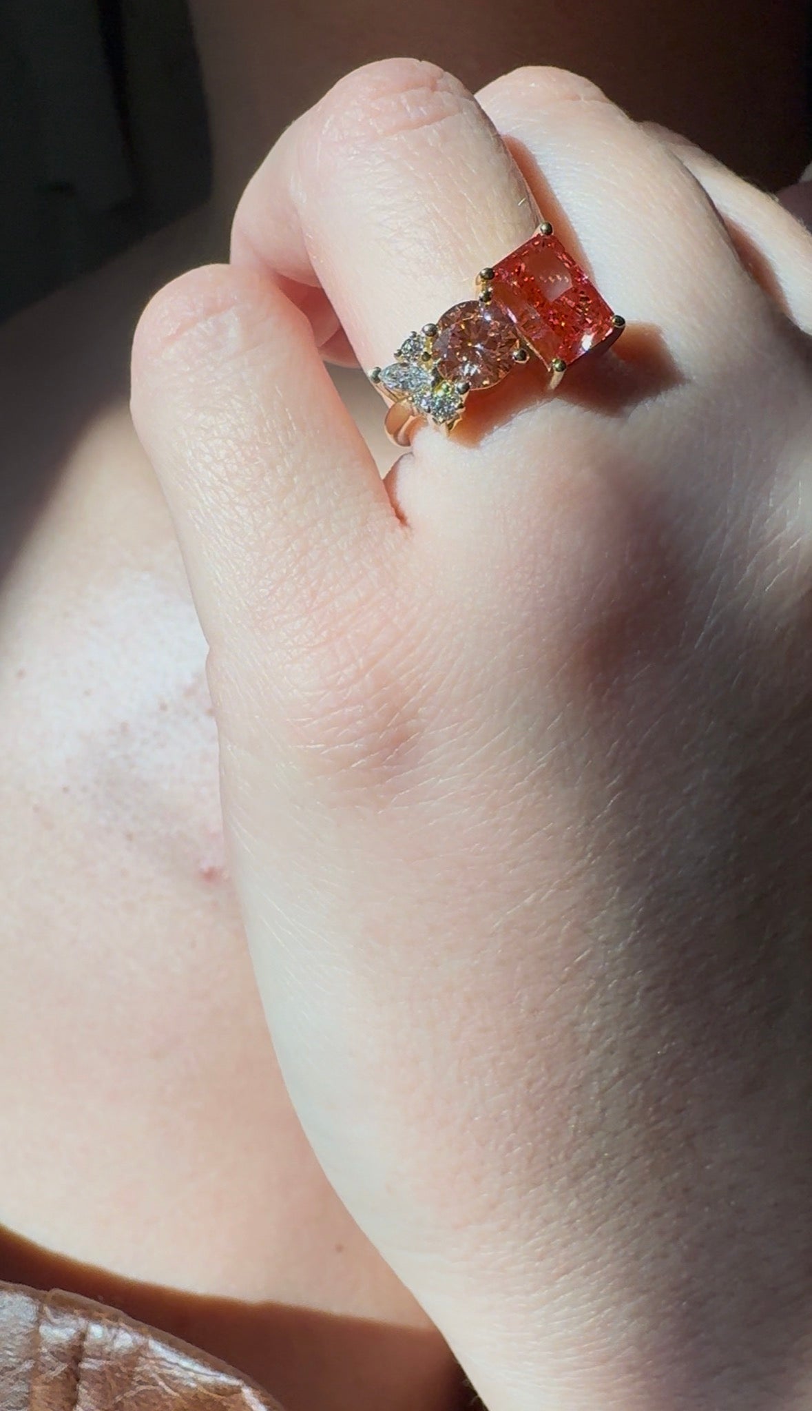 Pink Diamond Moi et Toi Floral Custom Engagement Ring