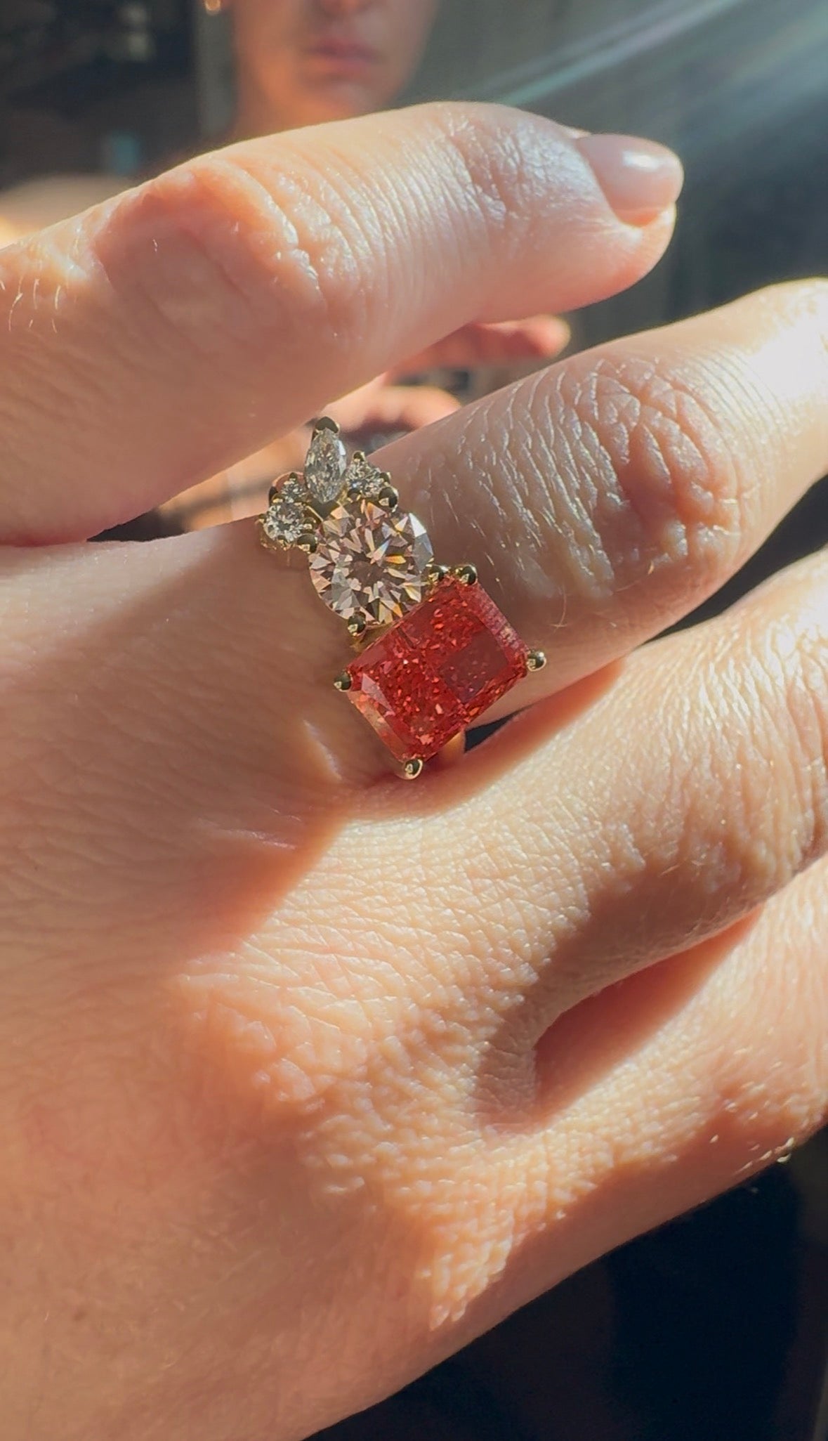 Pink Diamond Moi et Toi Floral Custom Engagement Ring