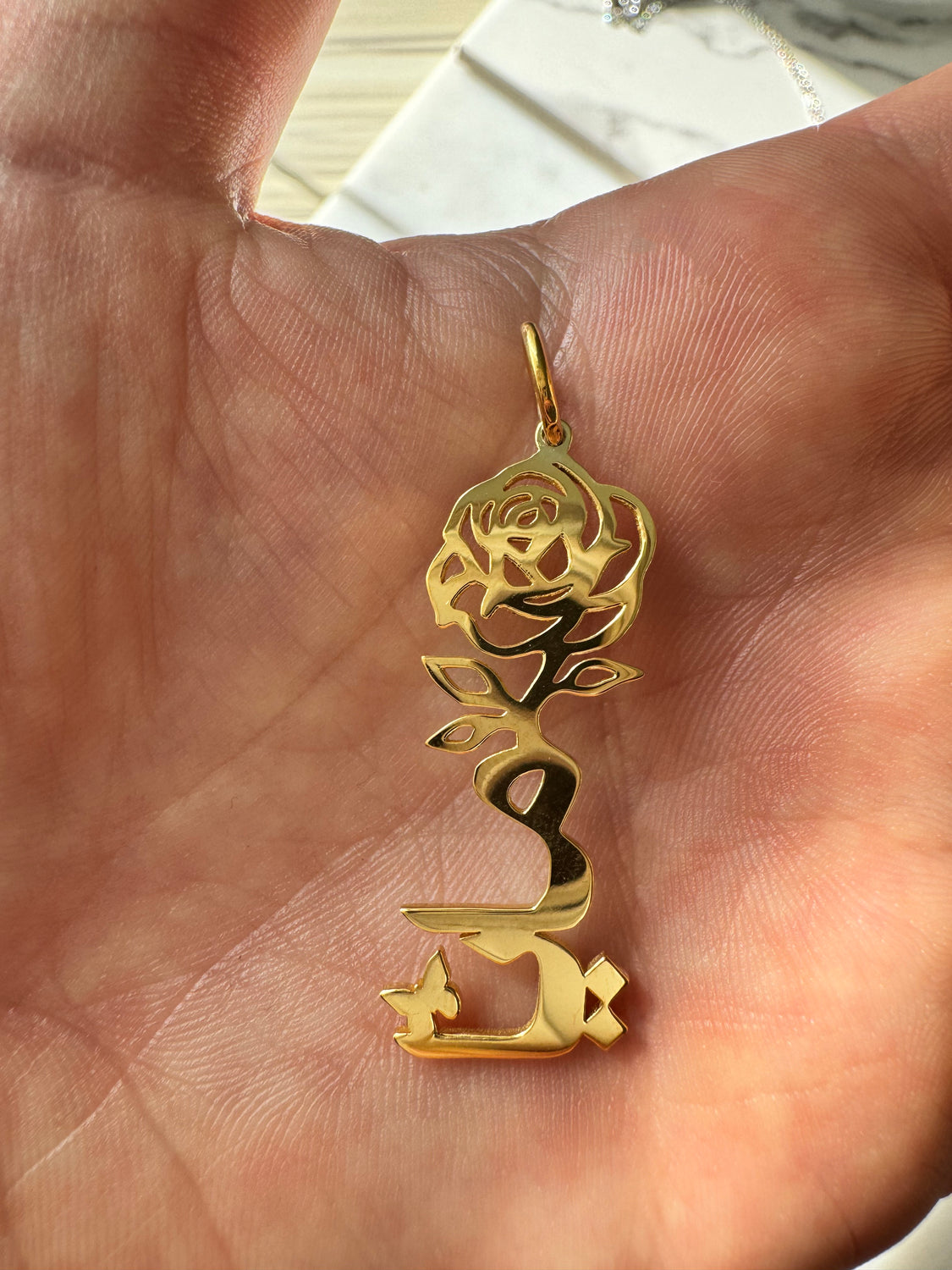 FLOWER AND BUTTERFLY Calligraphy Persian or Arabic Name Necklace