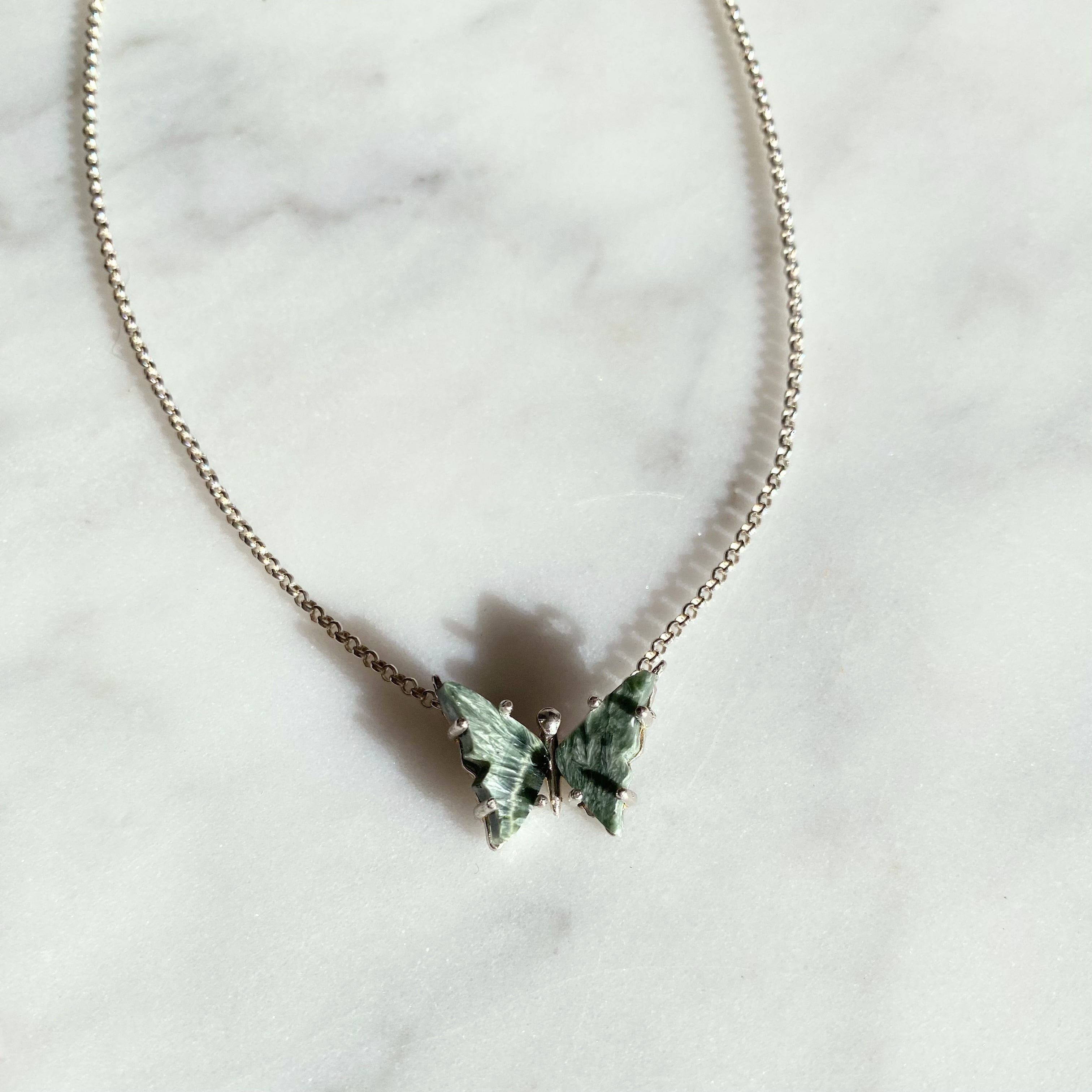 Green Seraphinite Butterfly Necklace