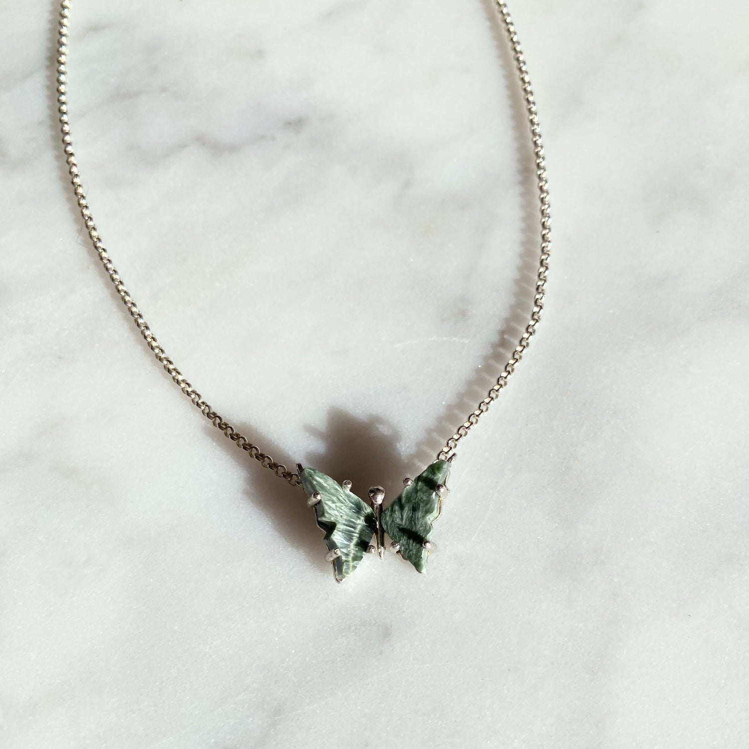 Green Seraphinite Butterfly Necklace