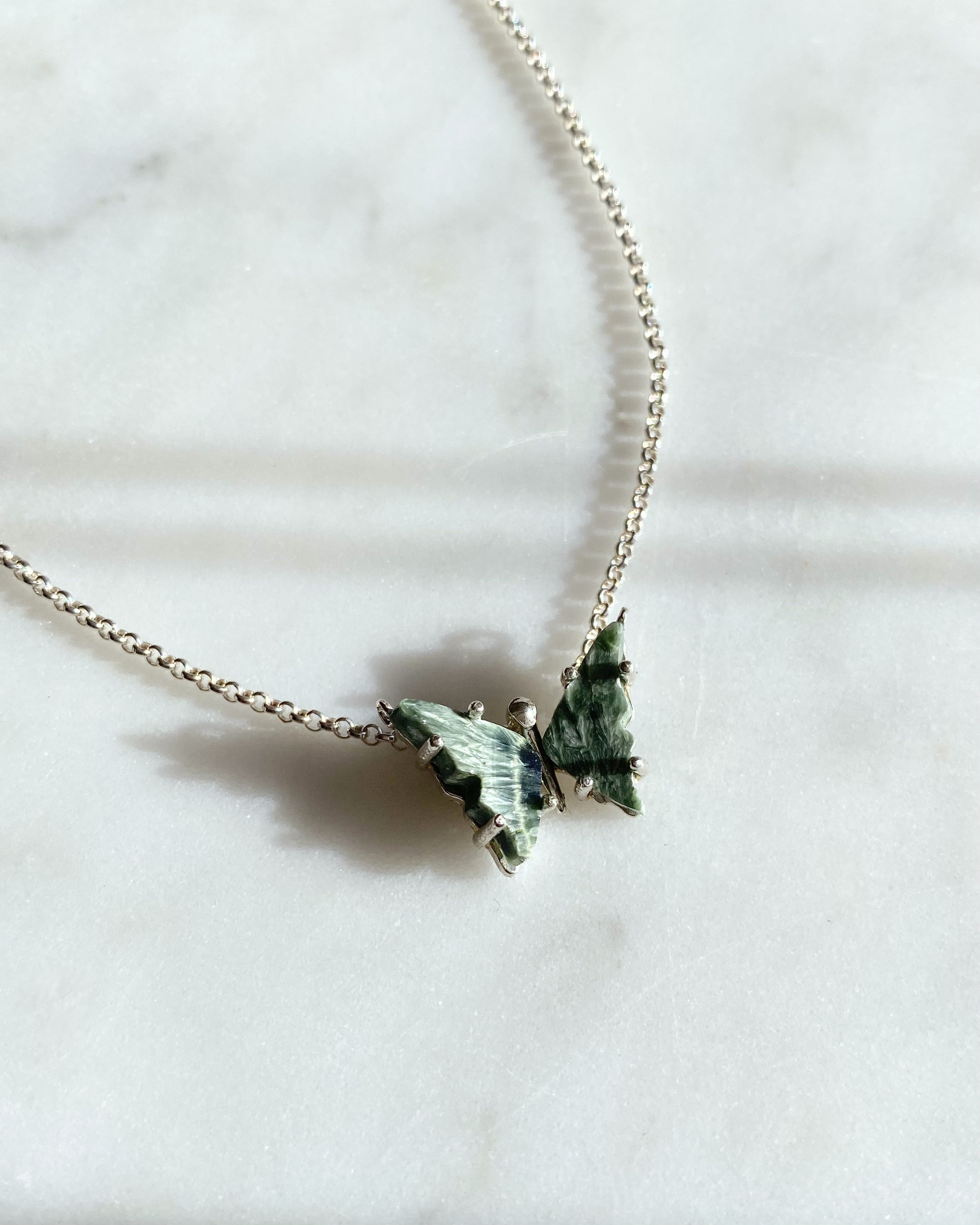 Green Seraphinite Butterfly Necklace
