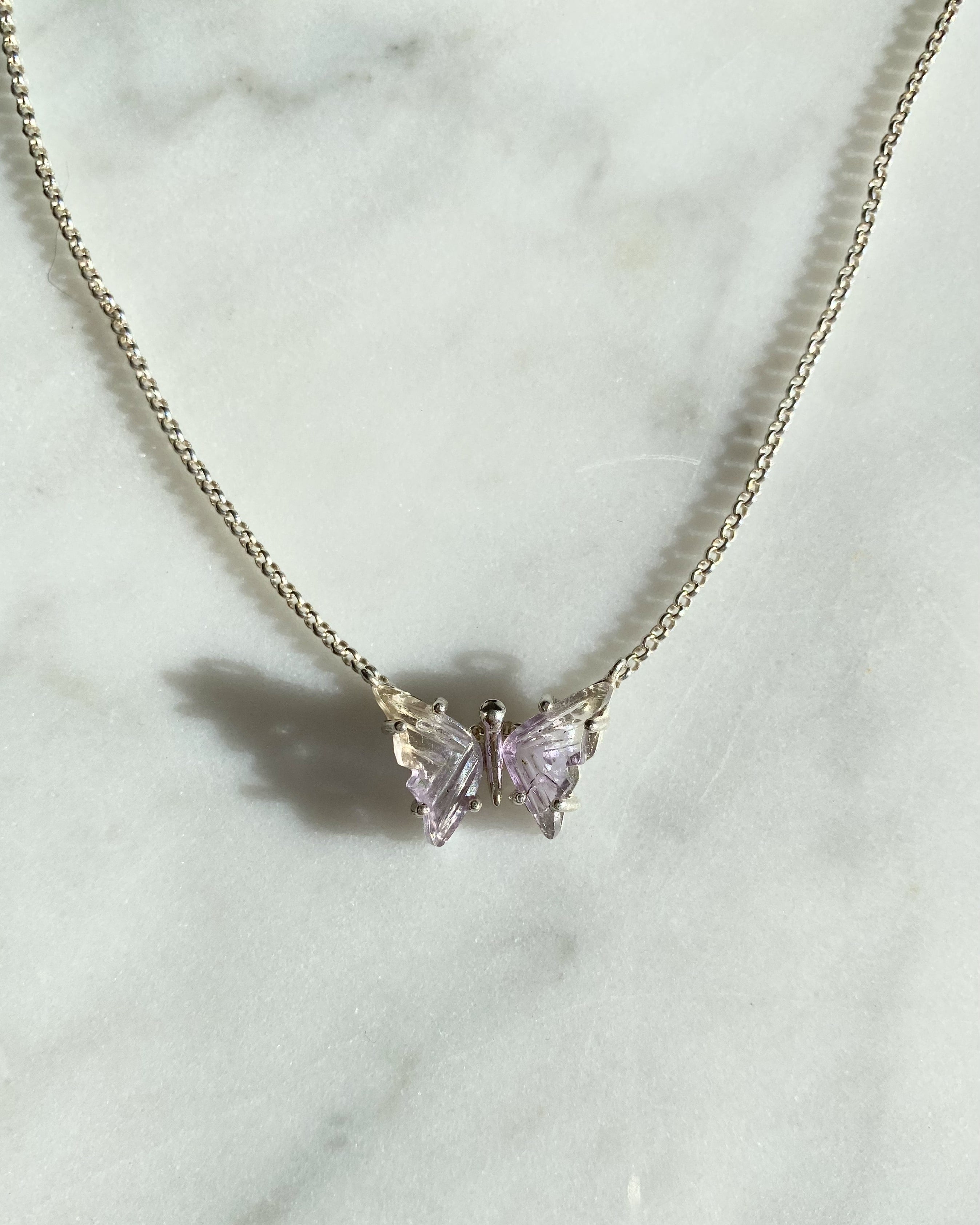 Ametrine (Amethyst and Citrine) Butterfly Necklace