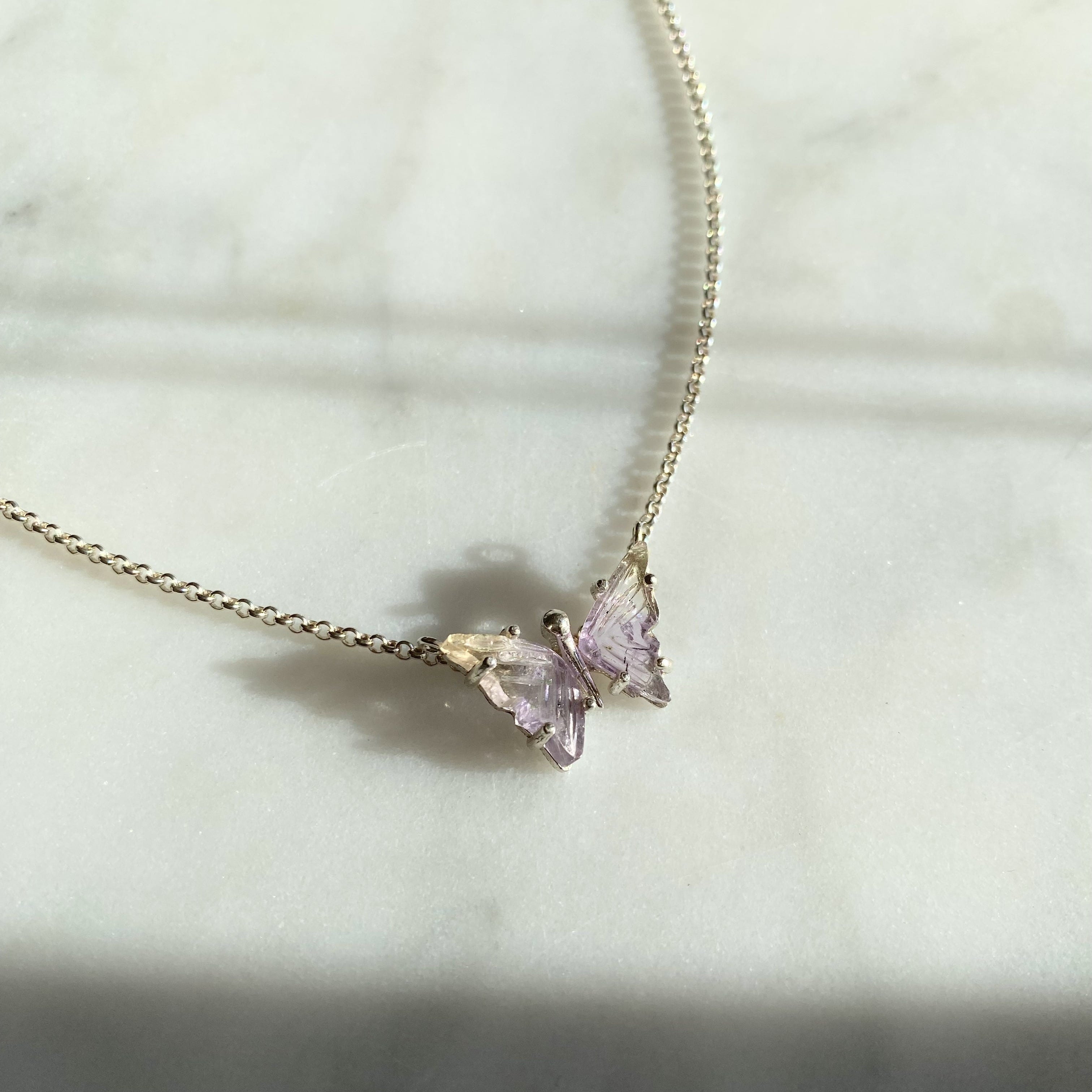 Ametrine (Amethyst and Citrine) Butterfly Necklace
