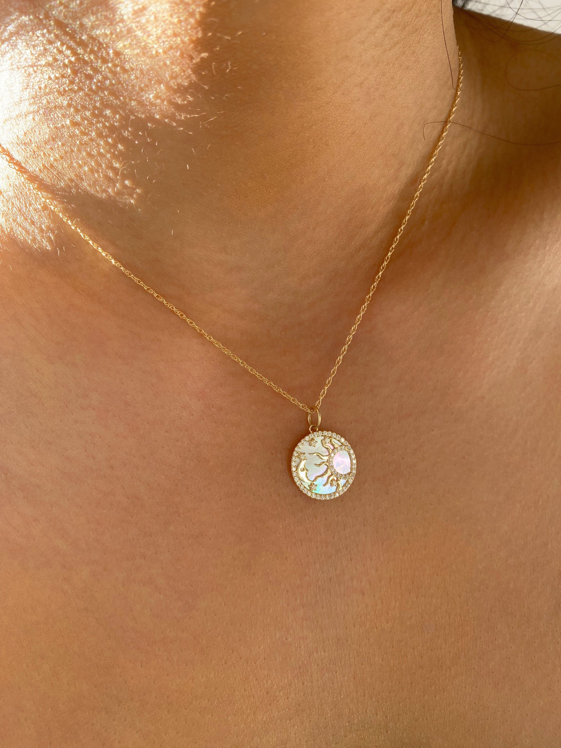 Sun, Moon and Stars Mother of Pearl Necklace