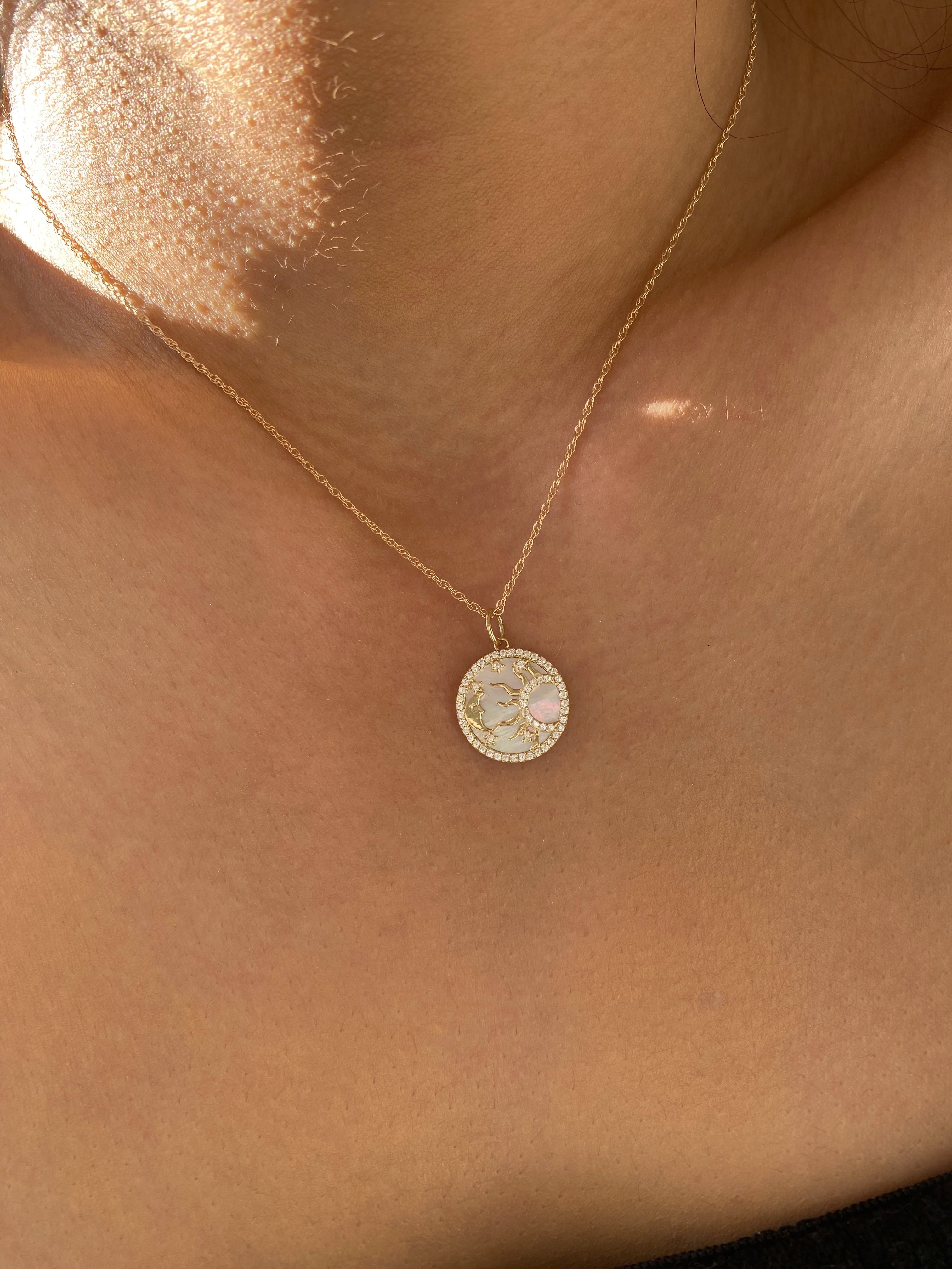 Sun, Moon and Stars Mother of Pearl Necklace