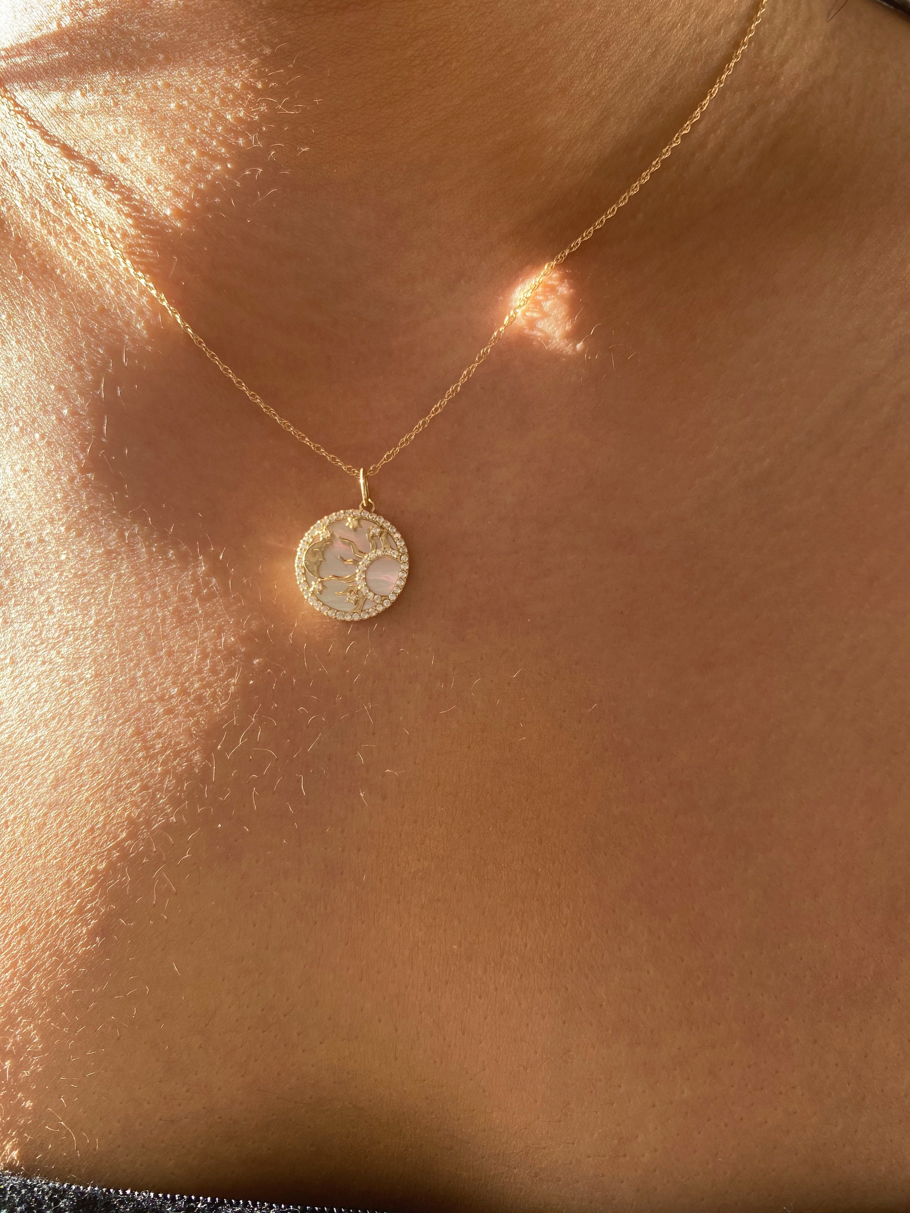 Sun, Moon and Stars Mother of Pearl Necklace