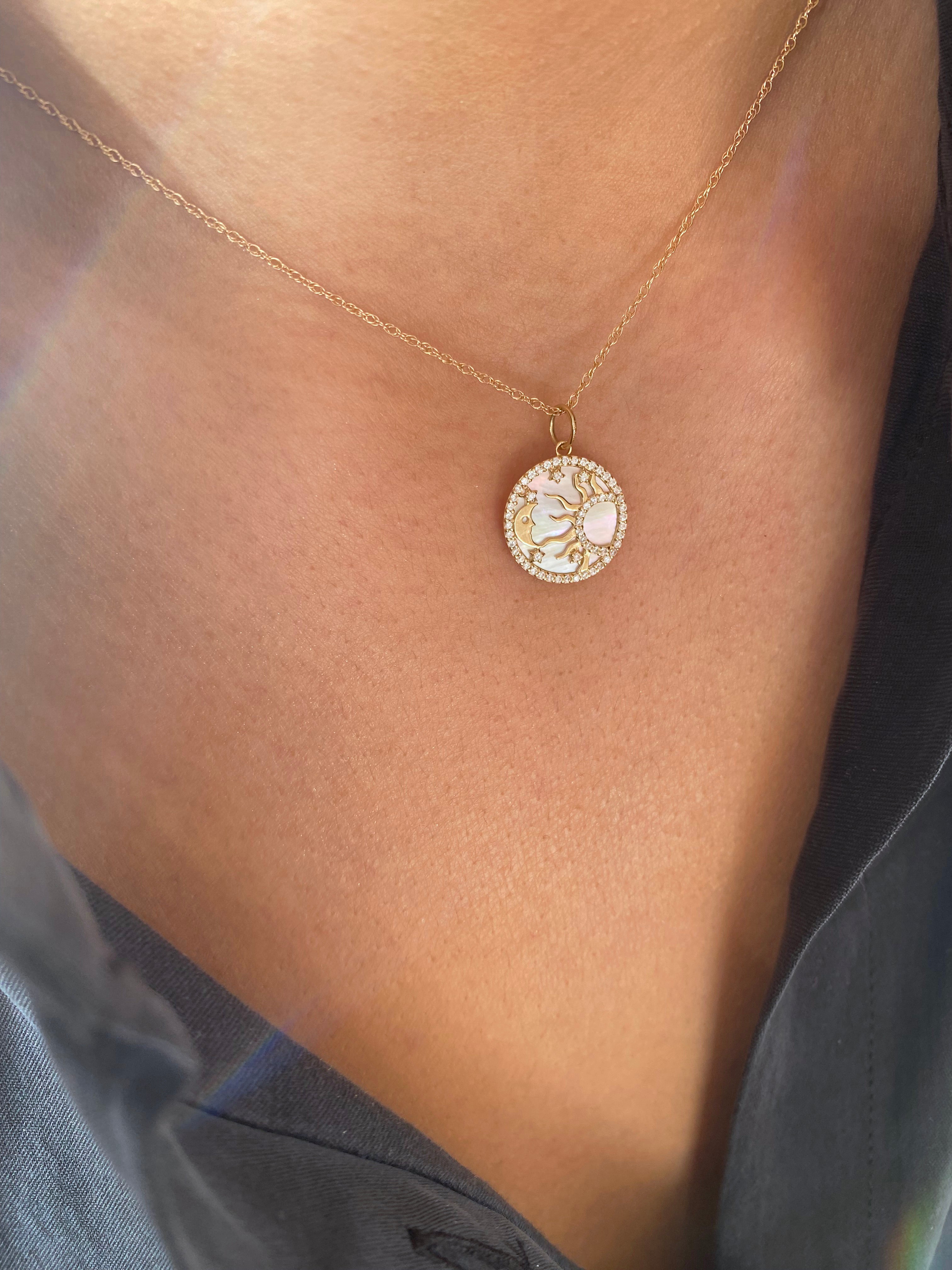 Sun, Moon and Stars Mother of Pearl Necklace