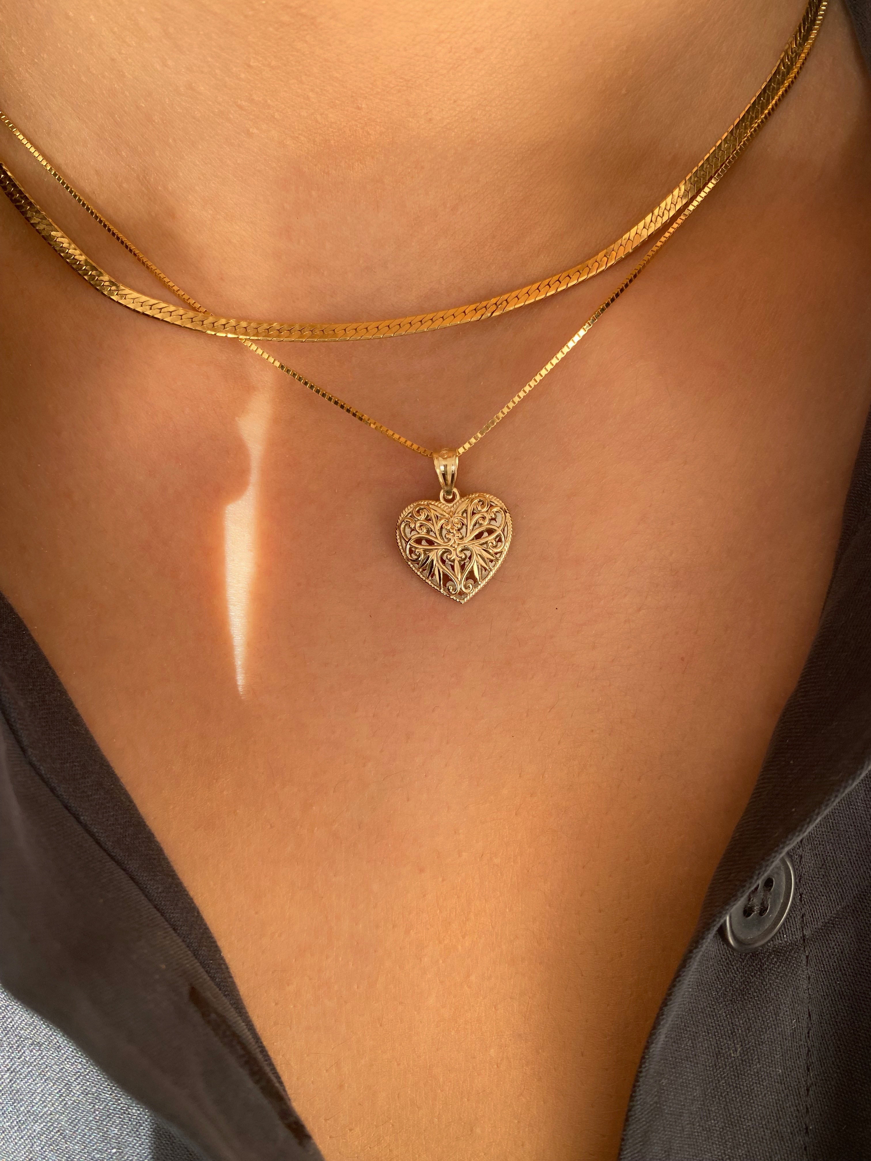 Two Tone Reversible Gold Heart Necklace