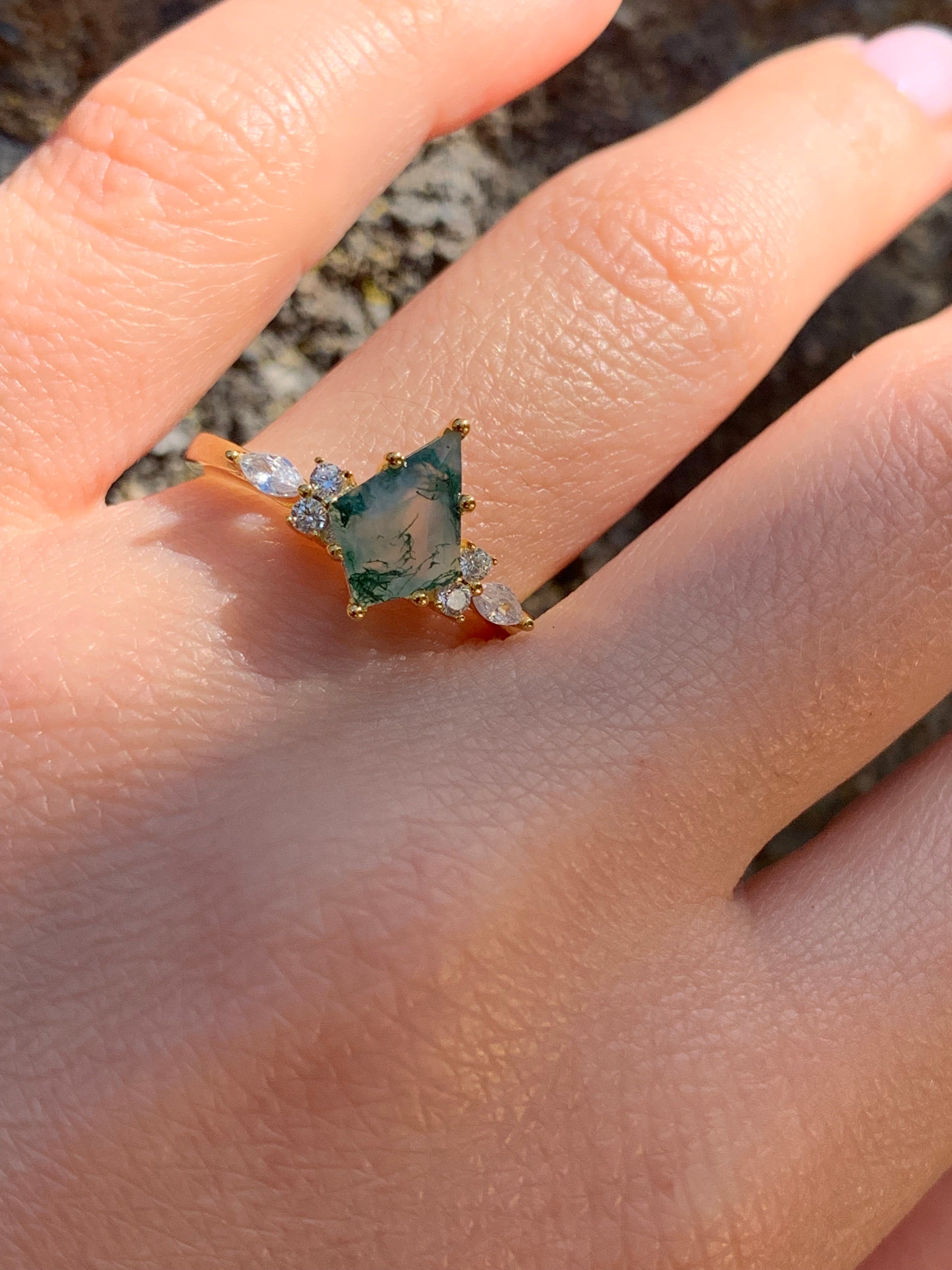 Moss Agate Custom Engagement Ring