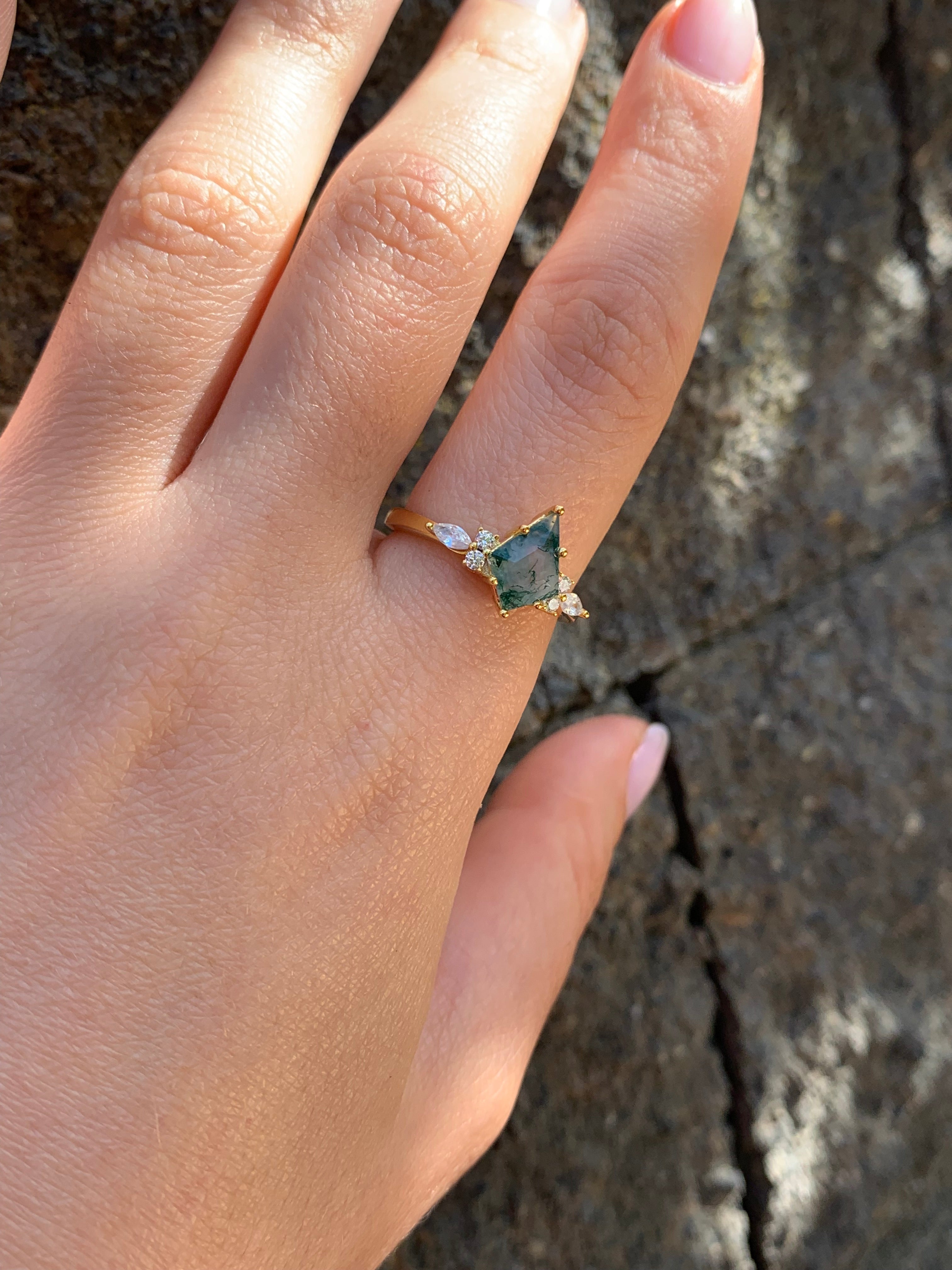 Moss Agate Custom Engagement Ring