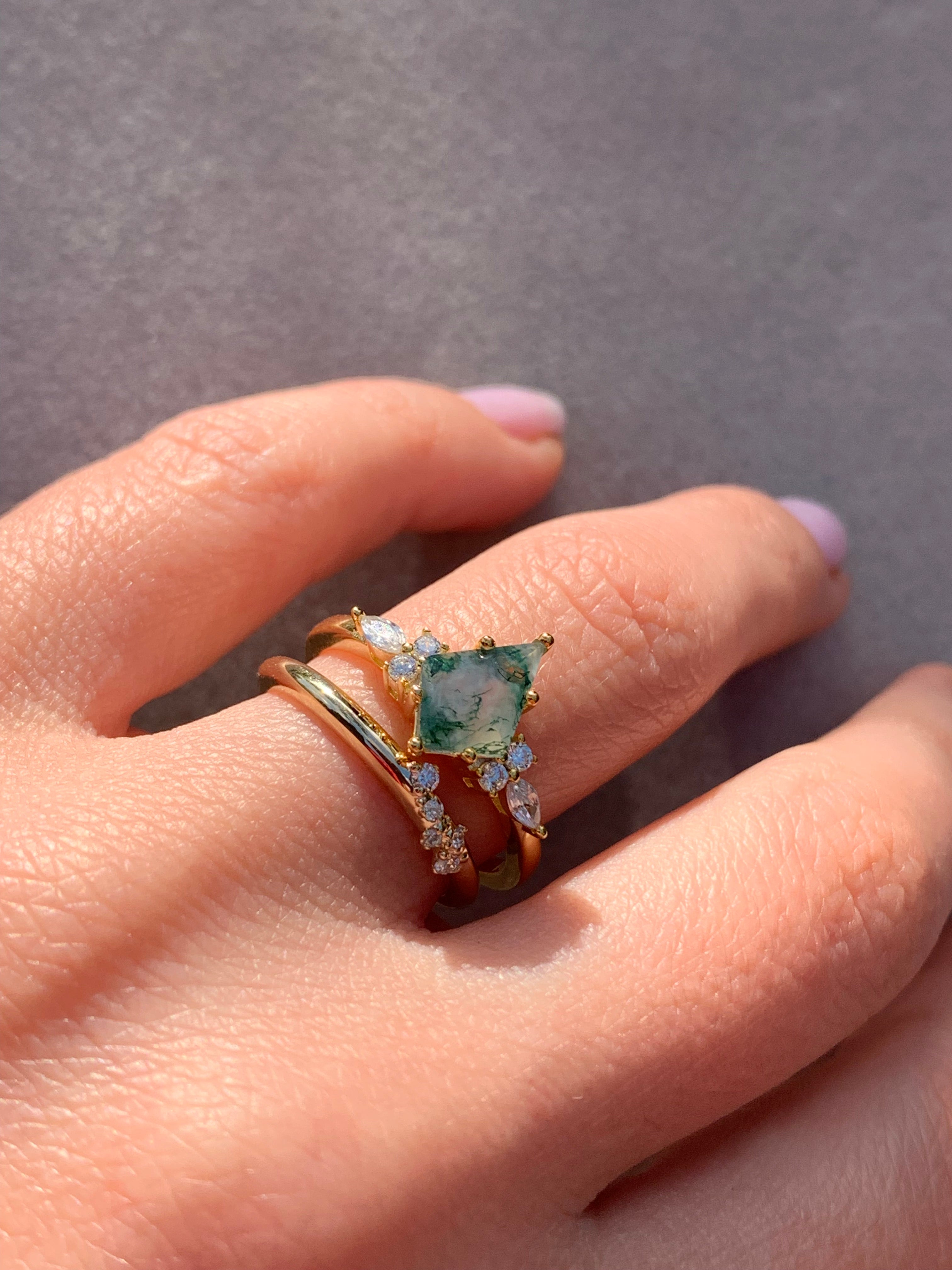 Moss Agate Custom Engagement Ring