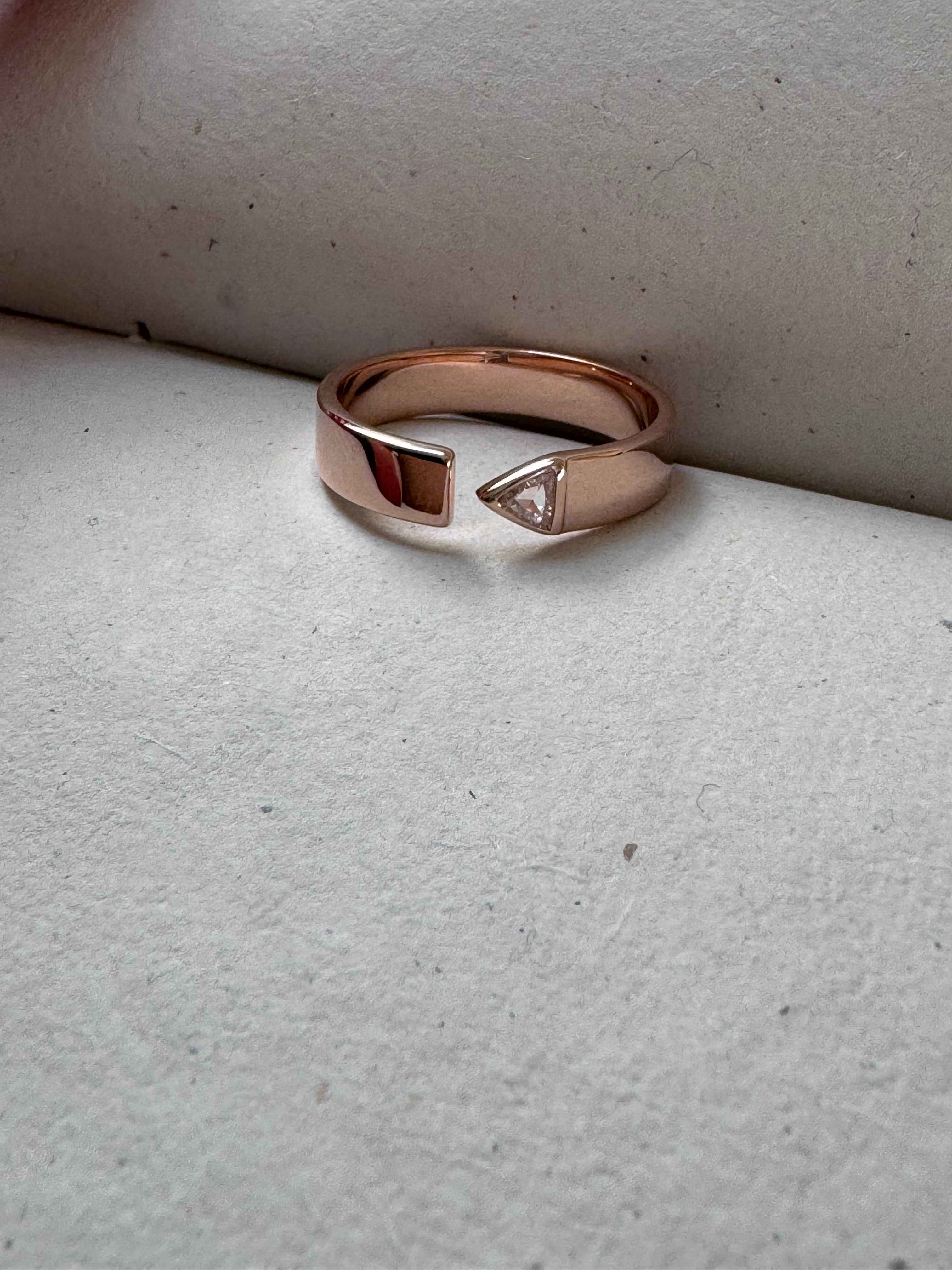 Rose Gold Trillion Diamond Custom Men's Wedding Band