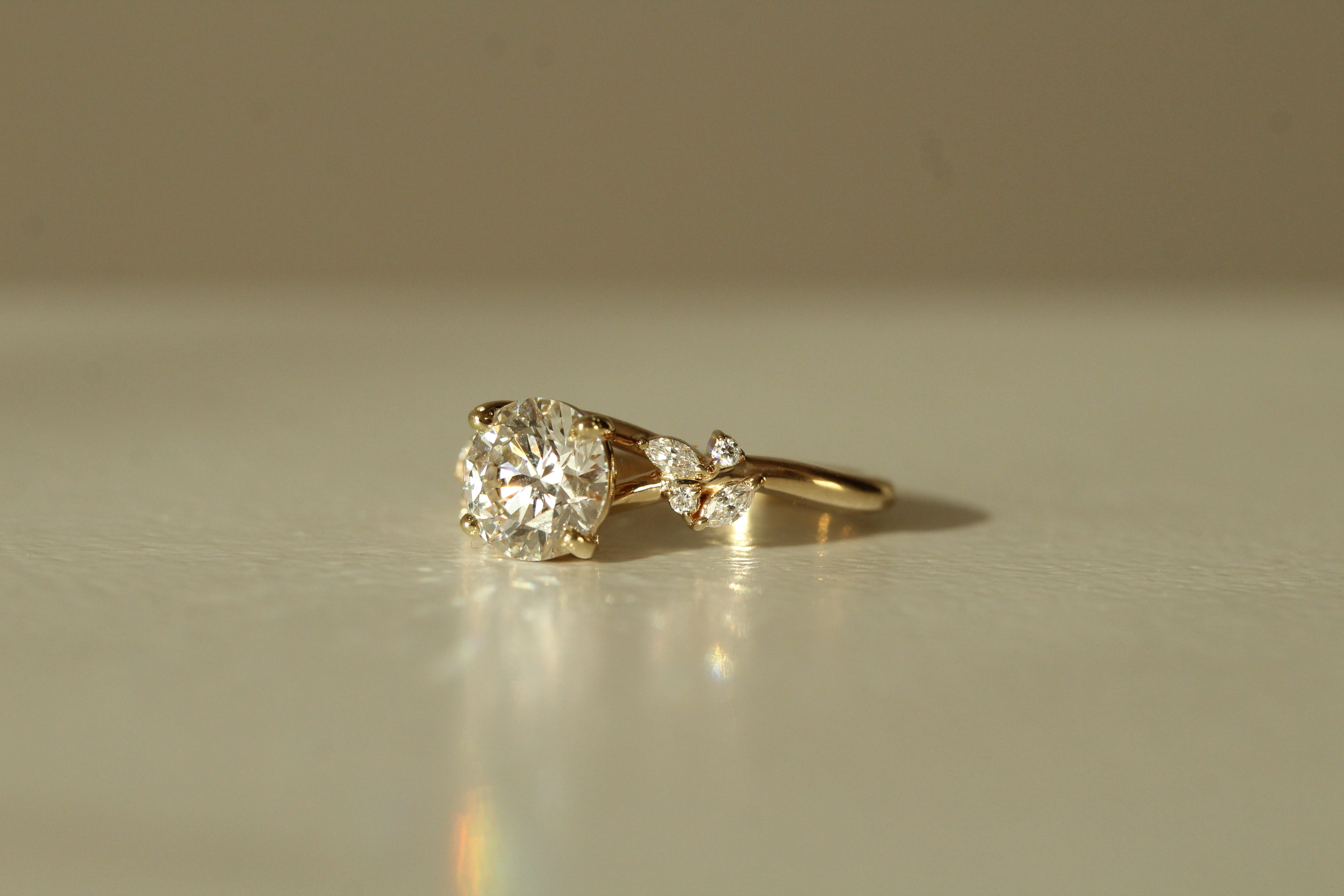 Diamond Floral Vine Engagement Ring