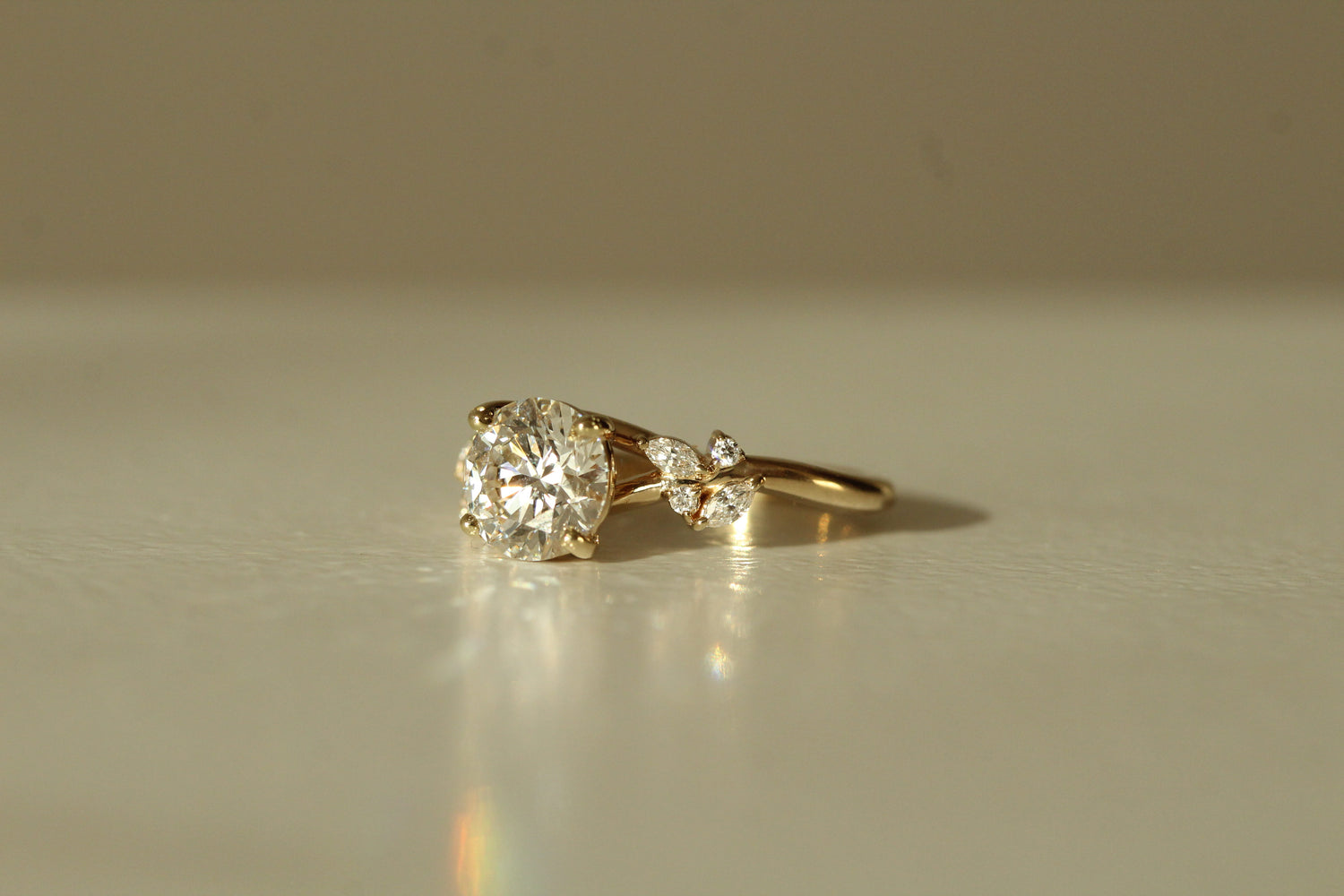Moissanite Floral Vine Engagement Ring