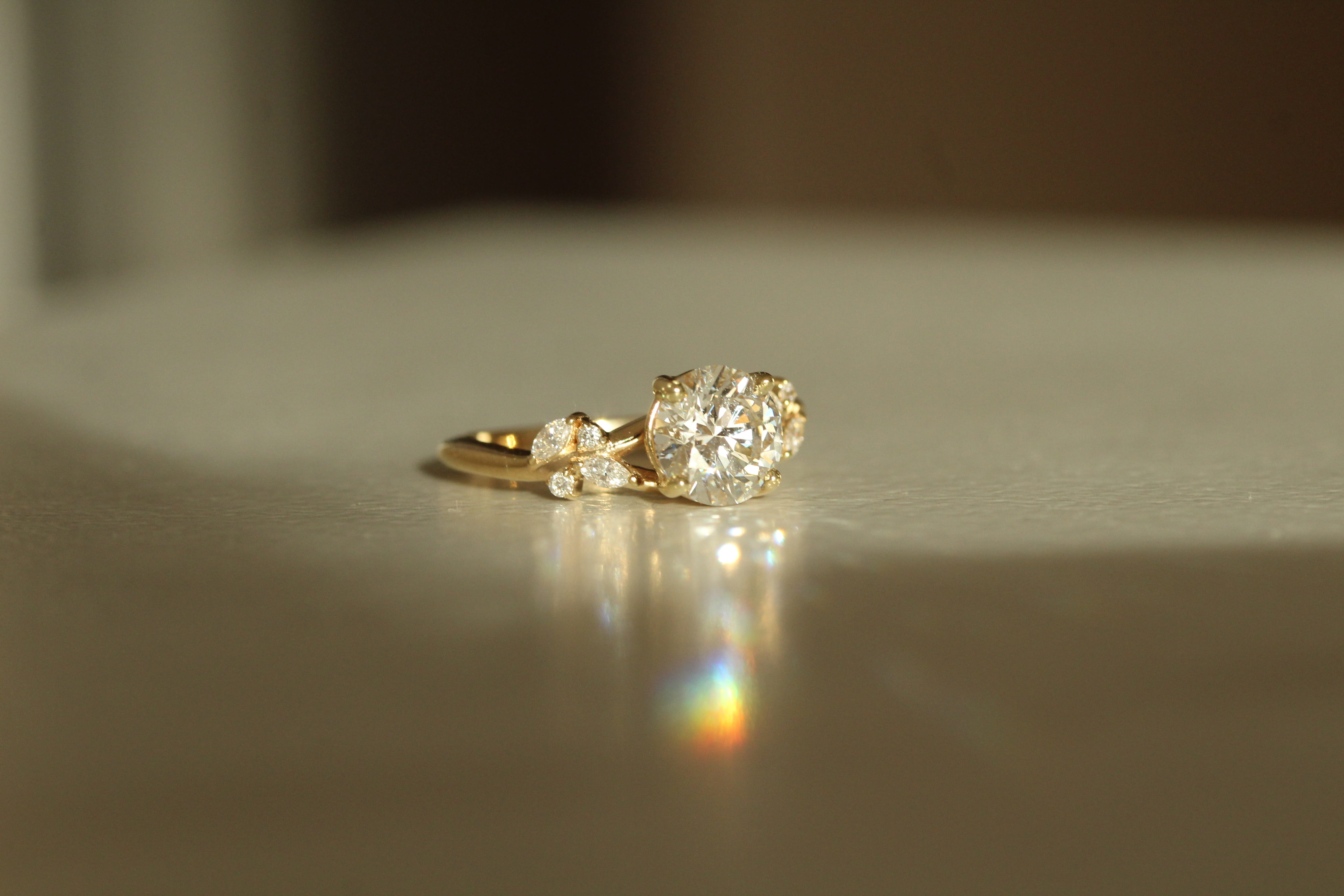 Diamond Floral Vine Engagement Ring