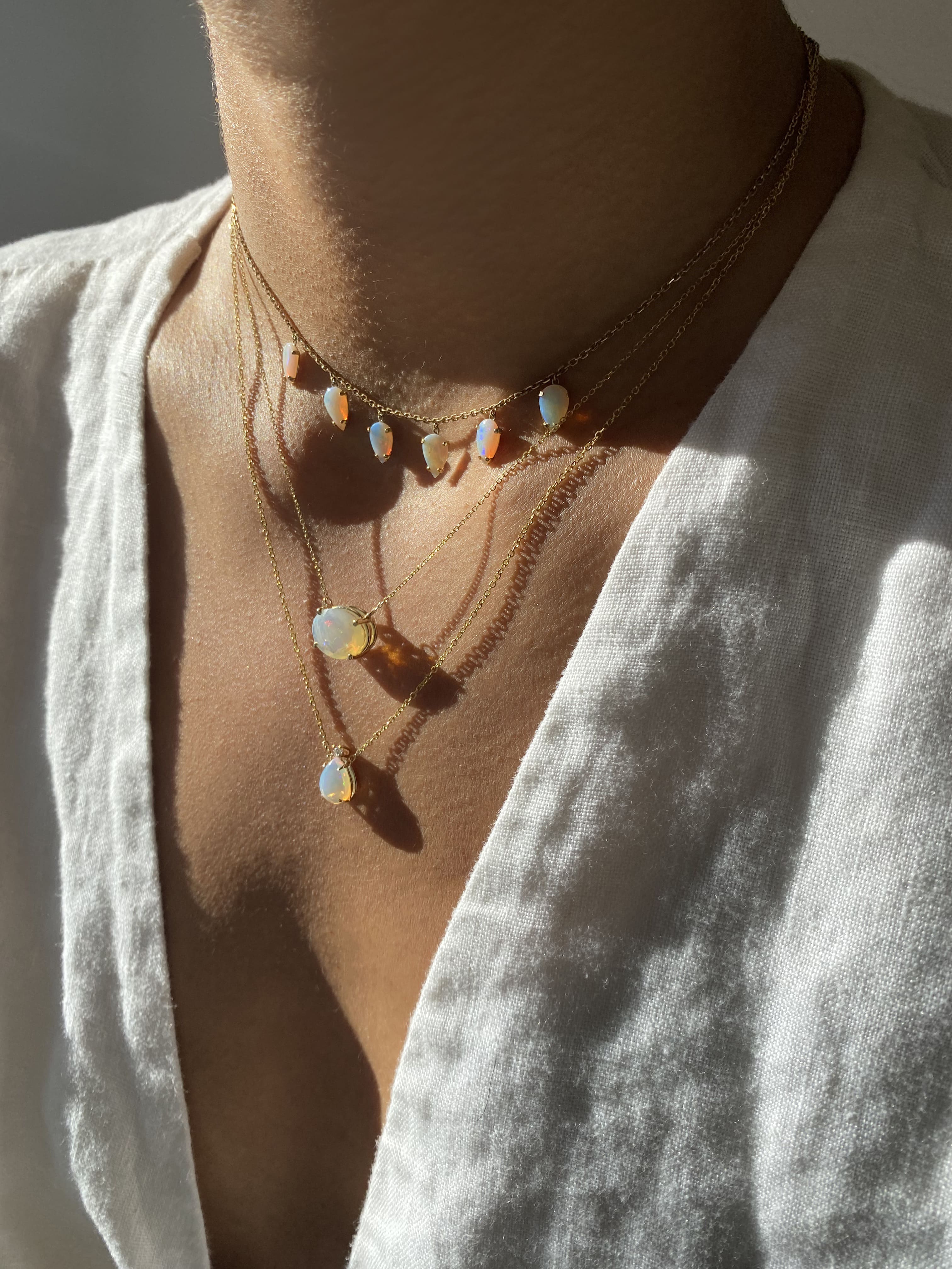 Ahurani 14k Solid Gold Opal Teardrop Necklace
