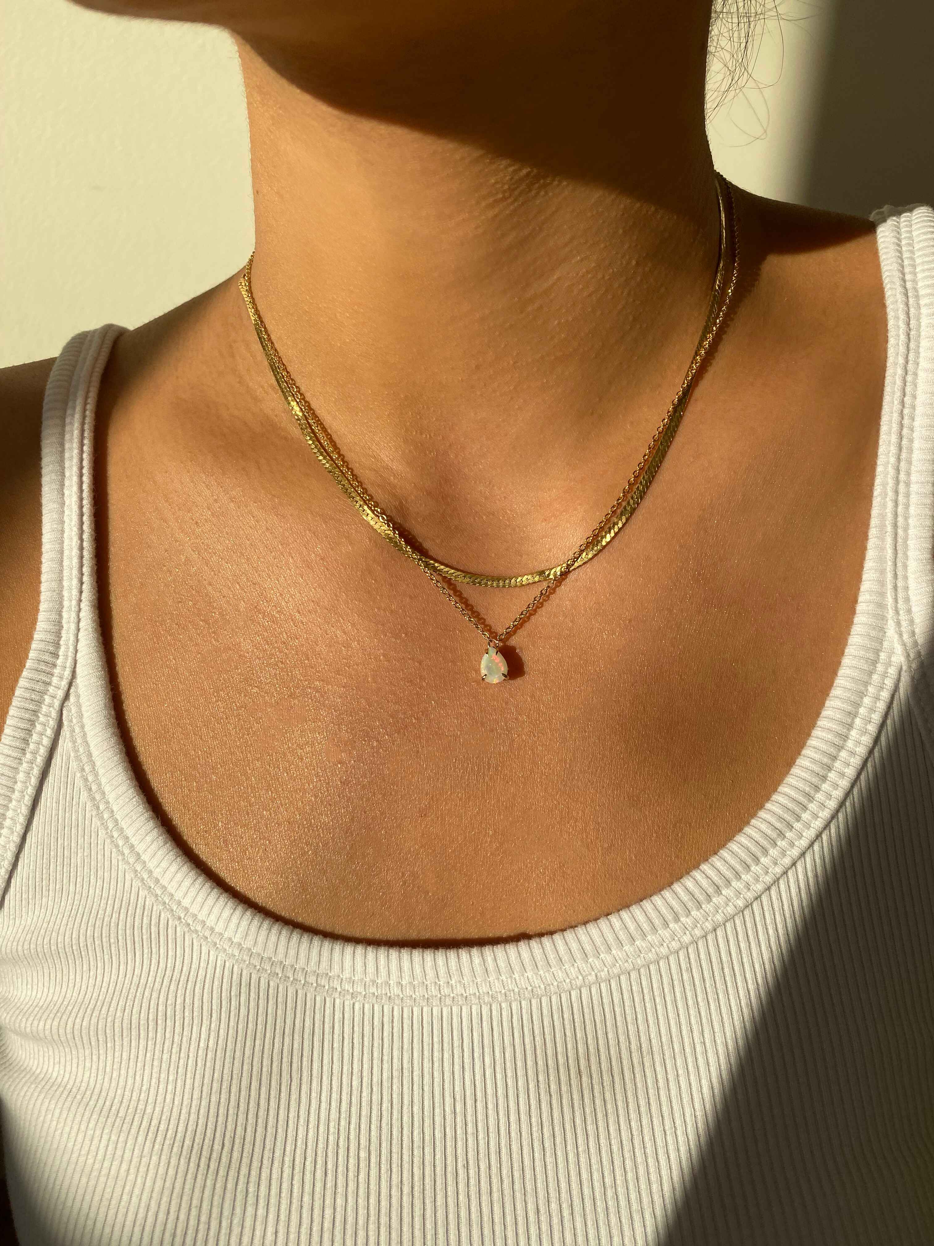 Solitaire Pear Opal Necklace