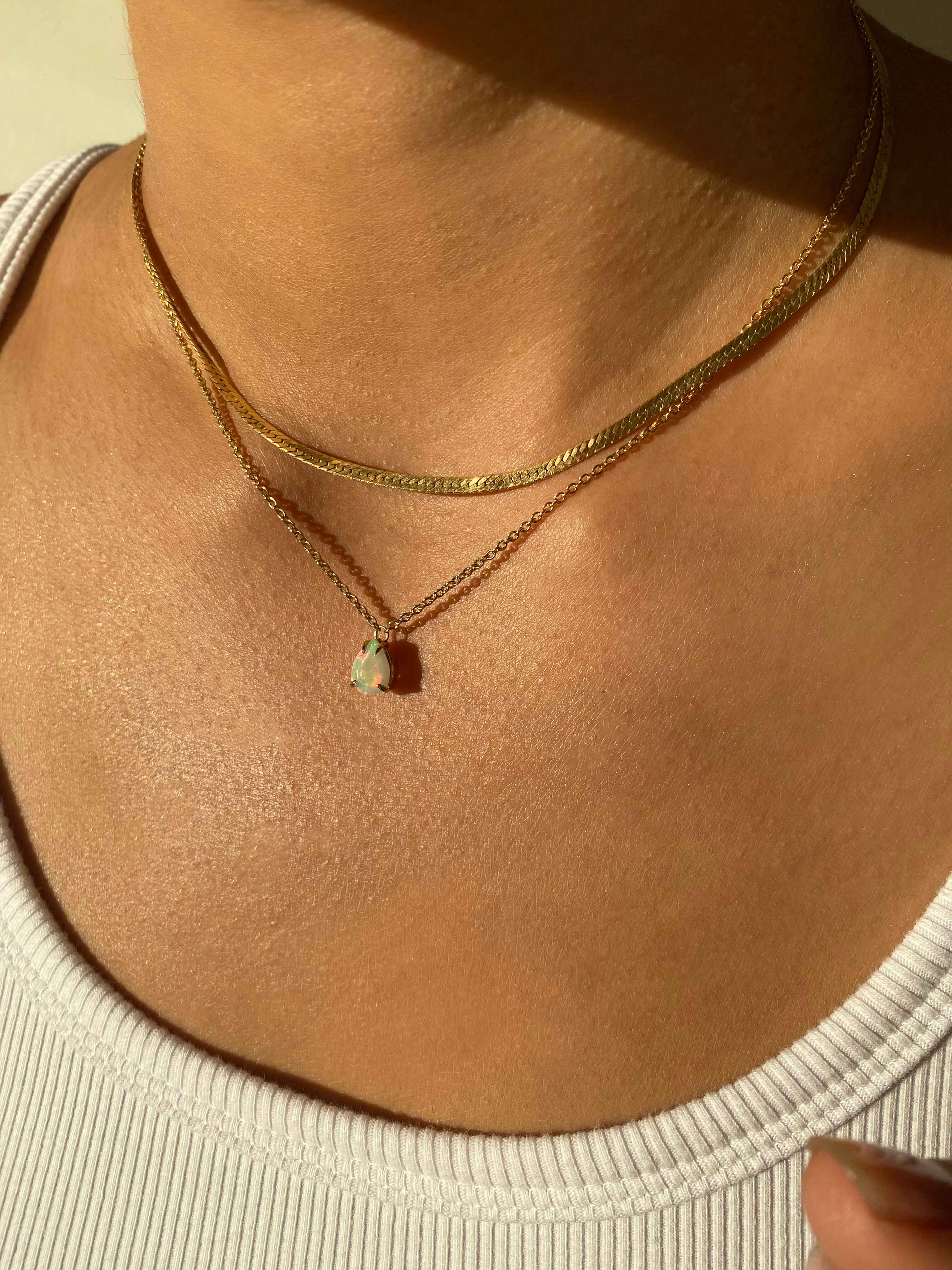 Solitaire Pear Opal Necklace
