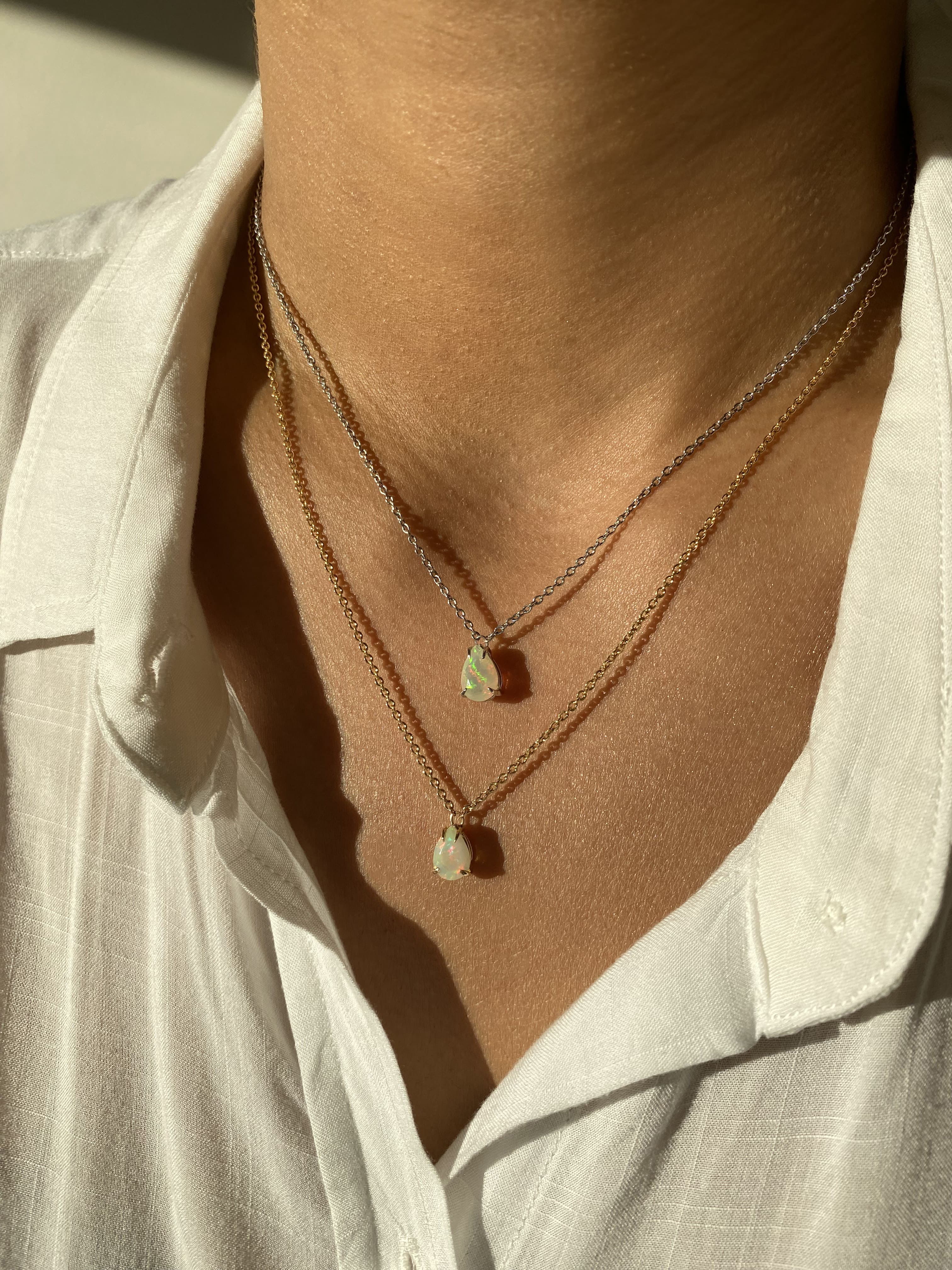 Solitaire Pear Opal Necklace