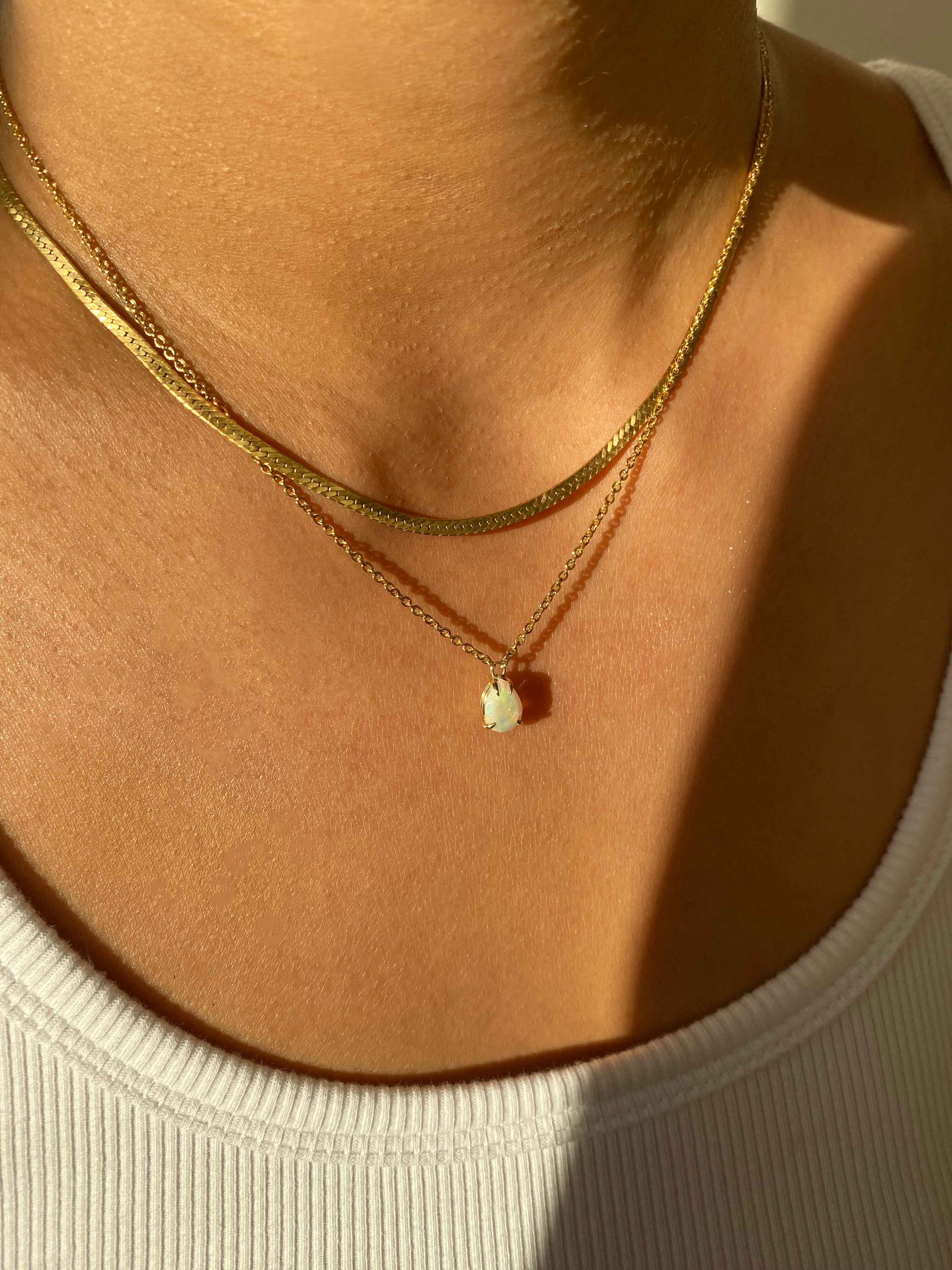 Solitaire Pear Opal Necklace