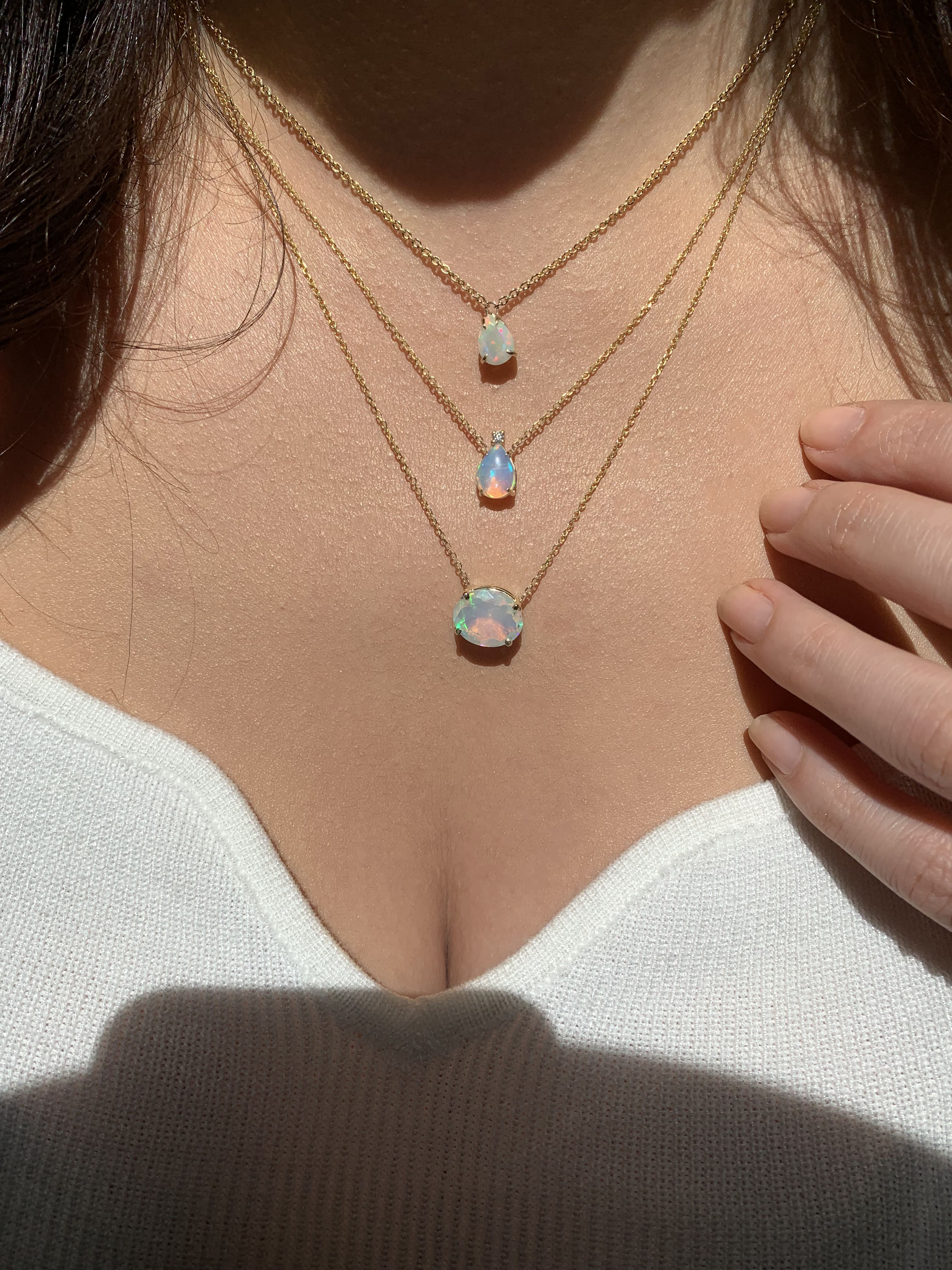 Solitaire Pear Opal Necklace