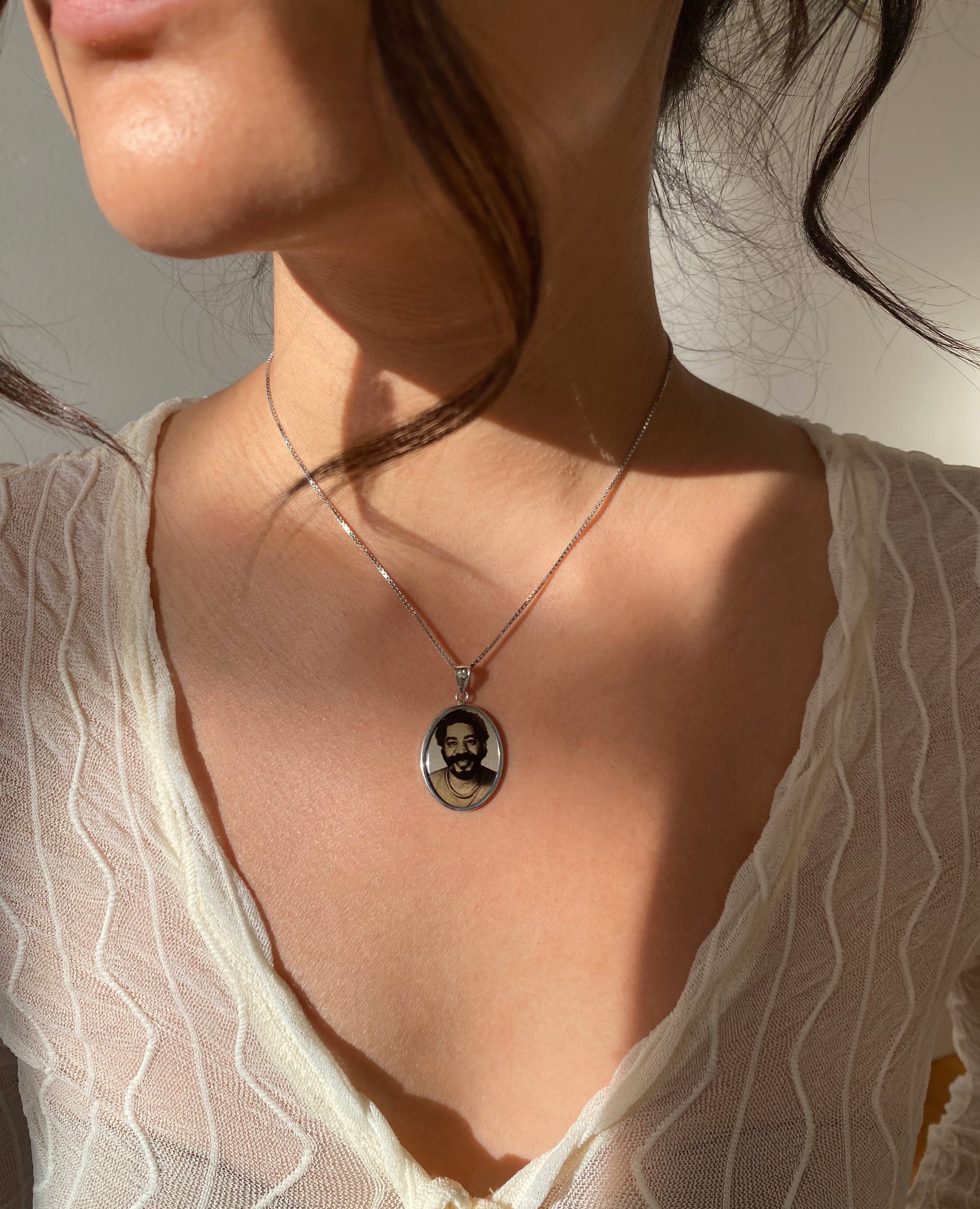 Oval Gold Photo Pendant Disc Charm