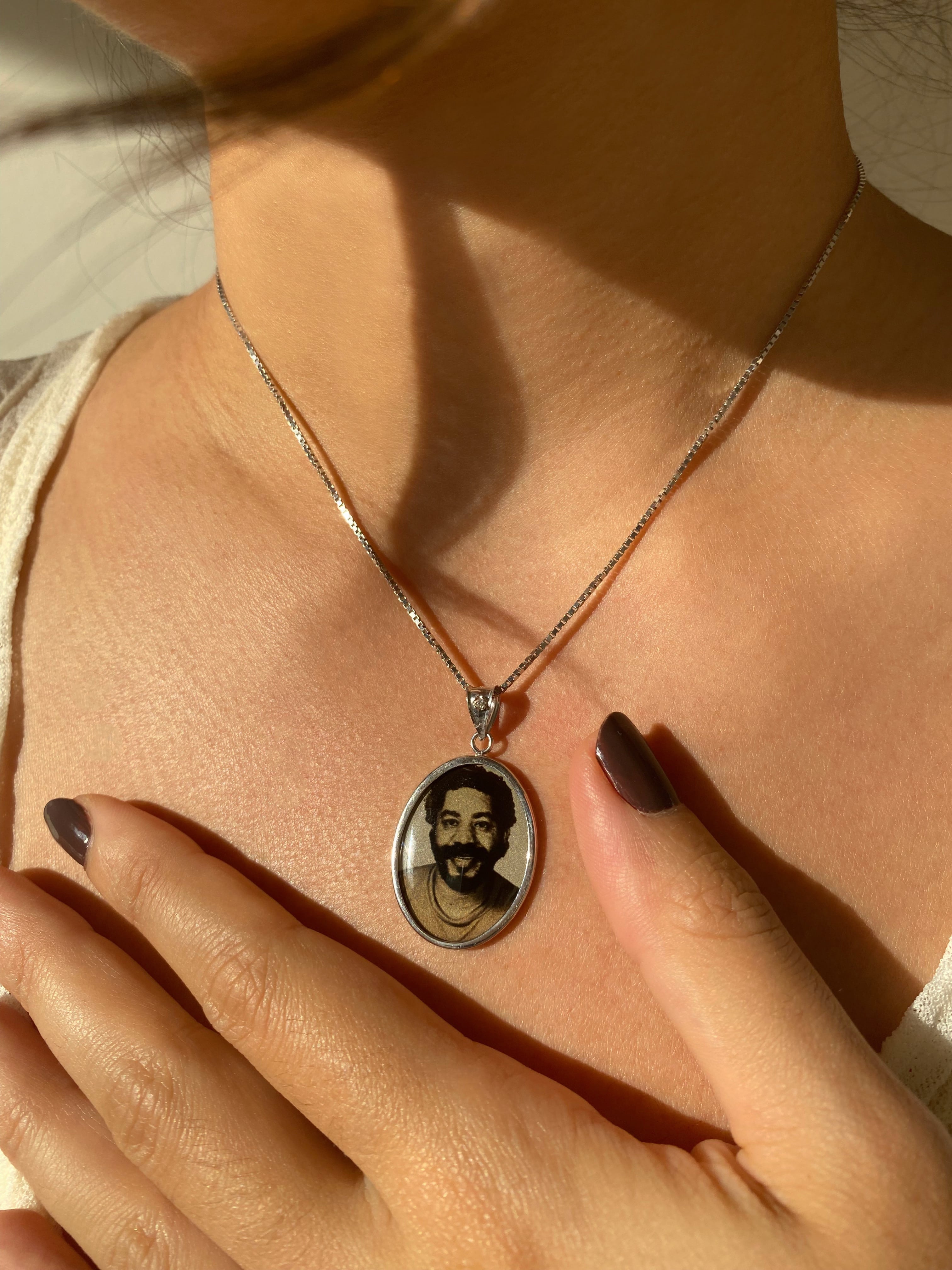 Oval Gold Photo Pendant Disc Charm
