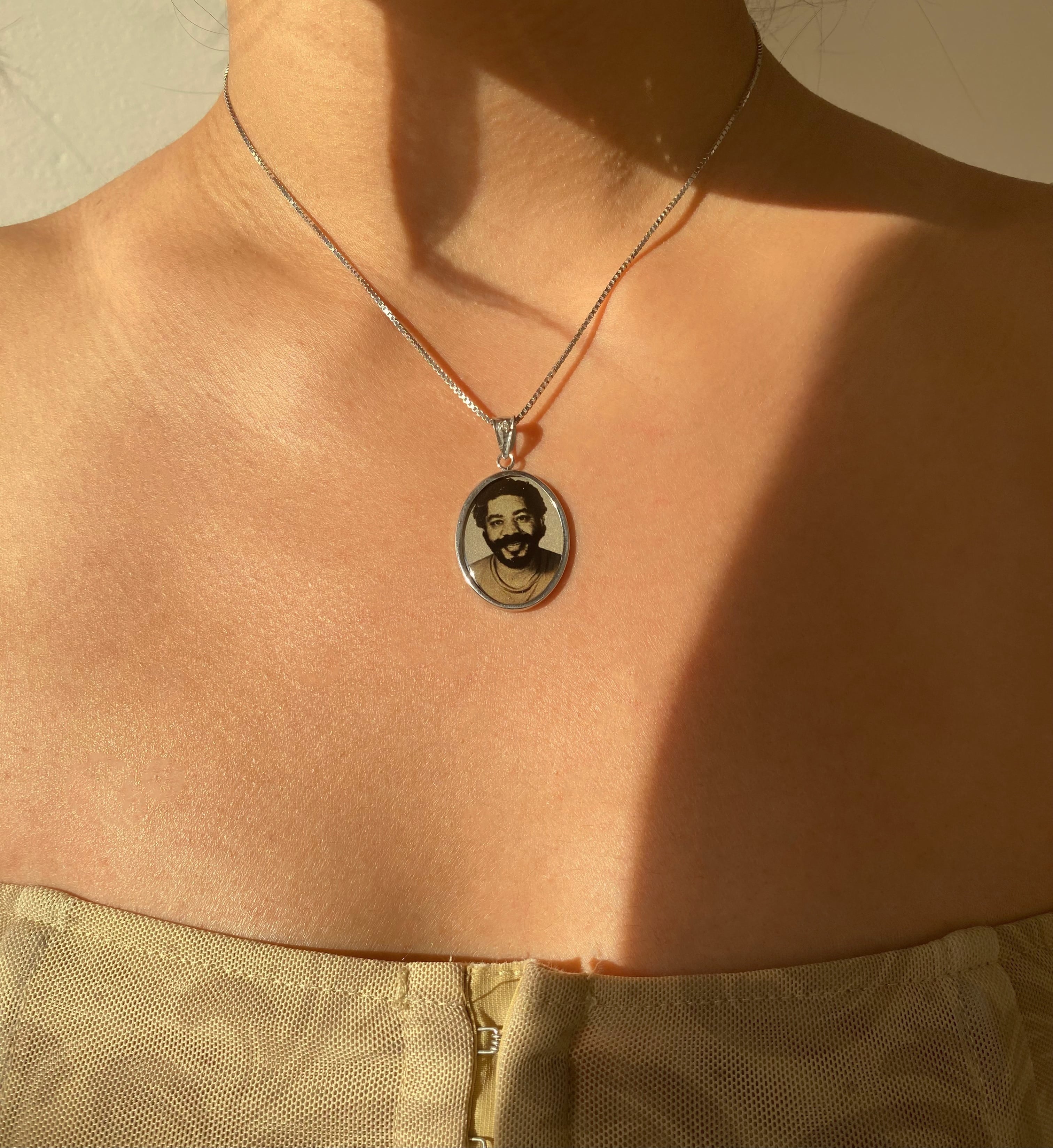 Oval Gold Photo Pendant Disc Charm