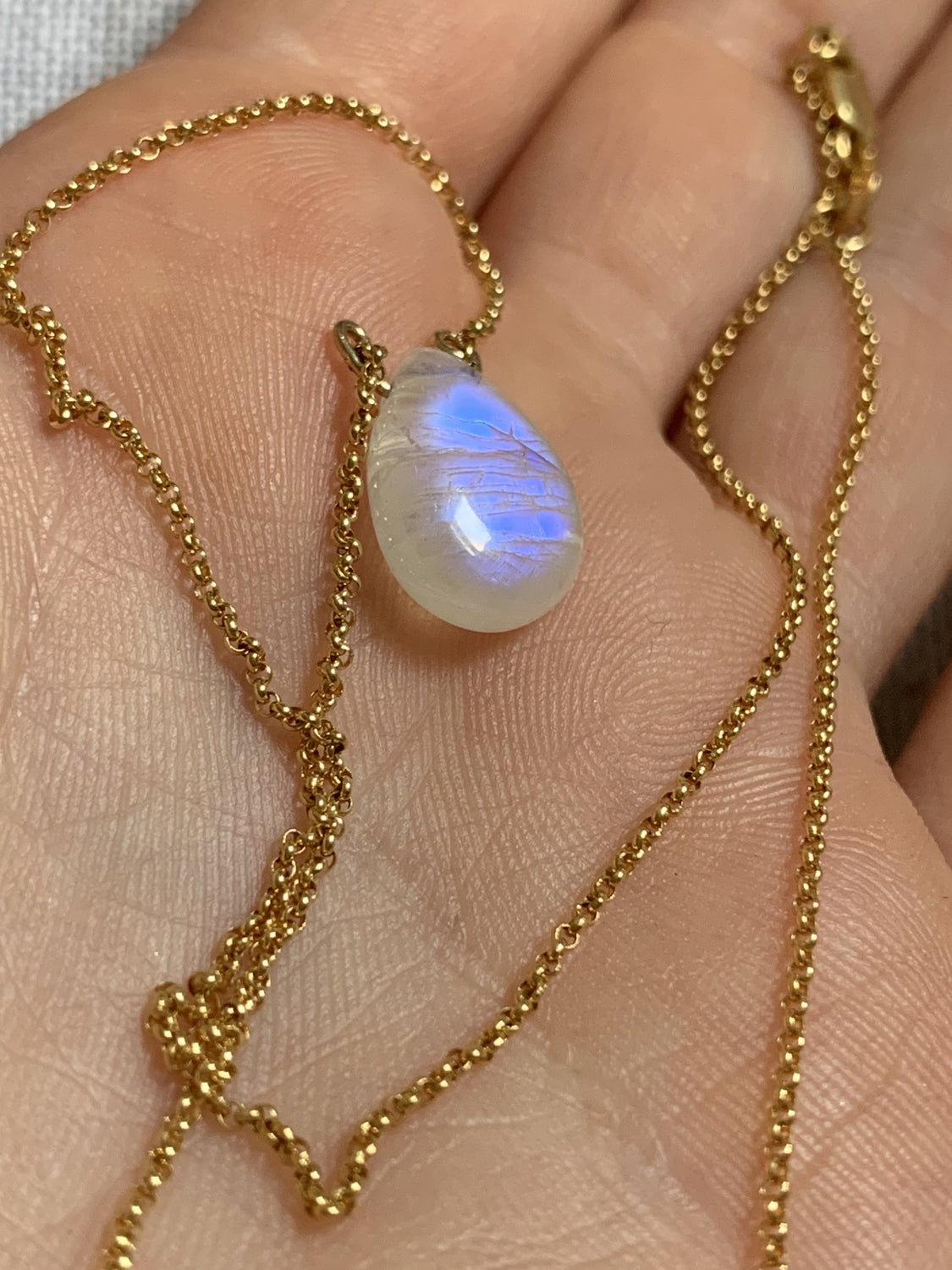 Solitaire Pear Moonstone Necklace