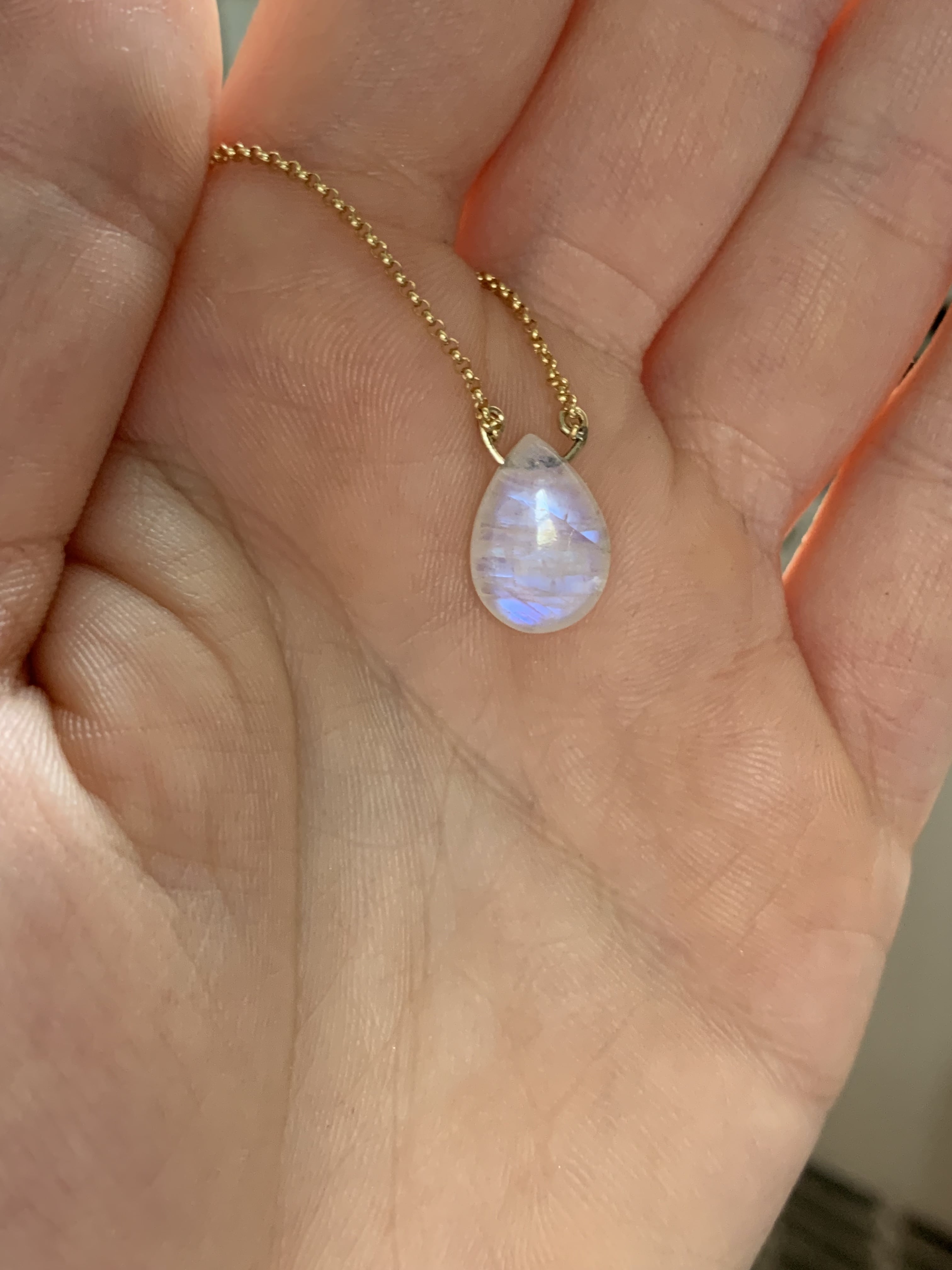 Sterling Silver Moonstone Necklace - Adjustable Length! All Flash!