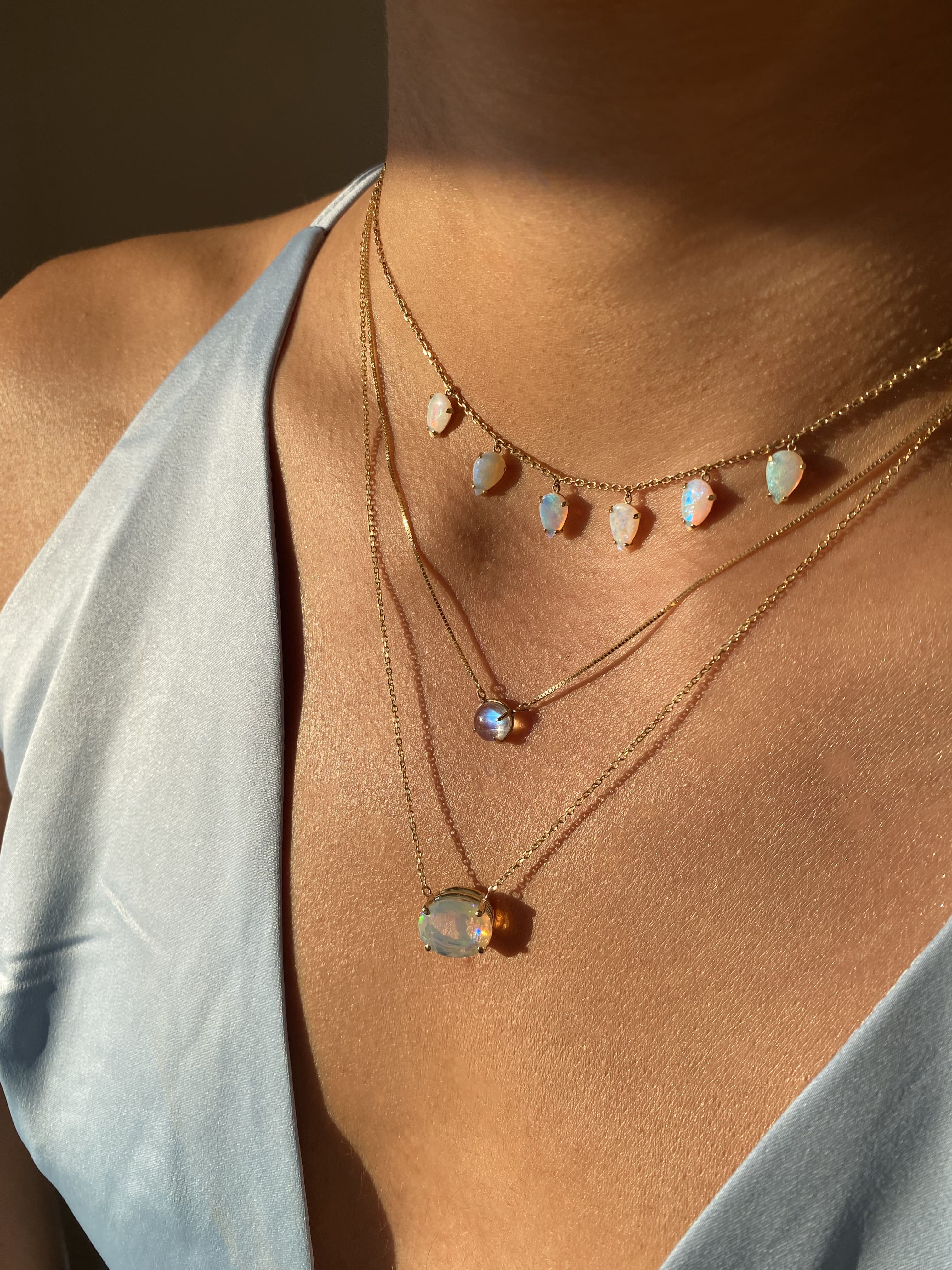 Solitaire Round Moonstone Necklace