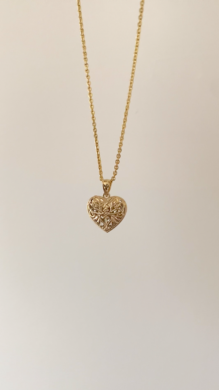 Two Tone Reversible Gold Heart Necklace