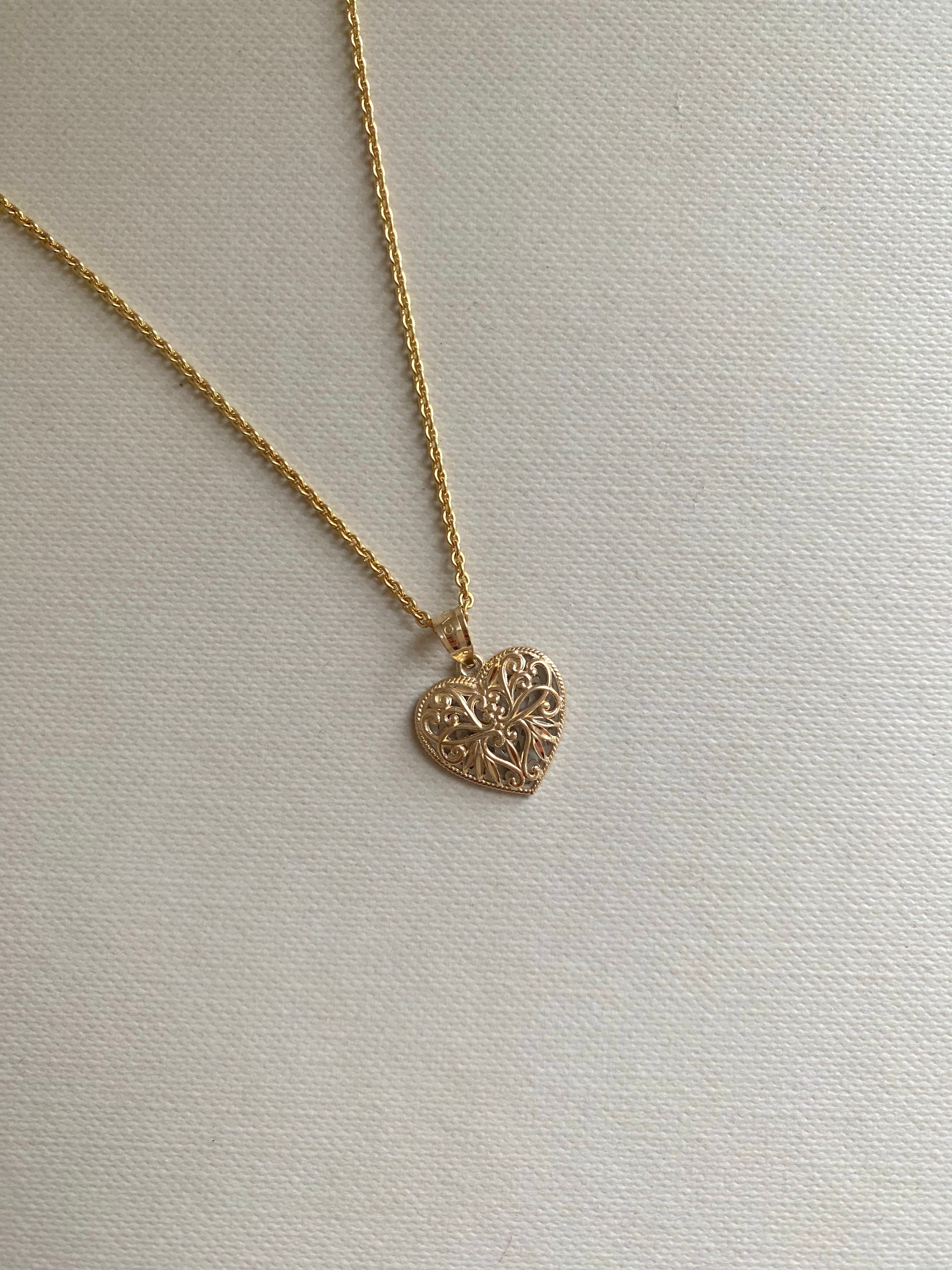 Two Tone Reversible Gold Heart Necklace