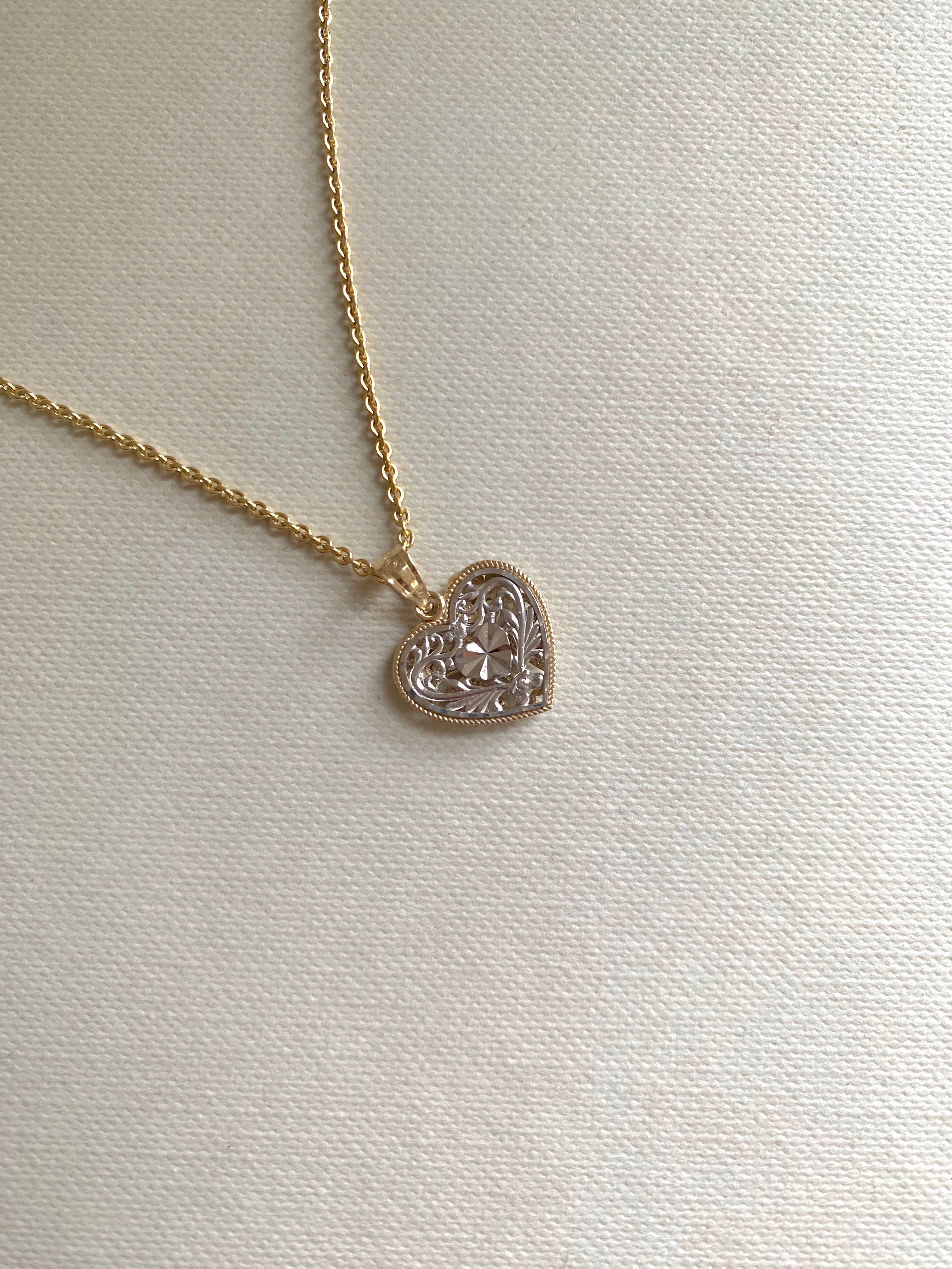 Two Tone Reversible Gold Heart Necklace