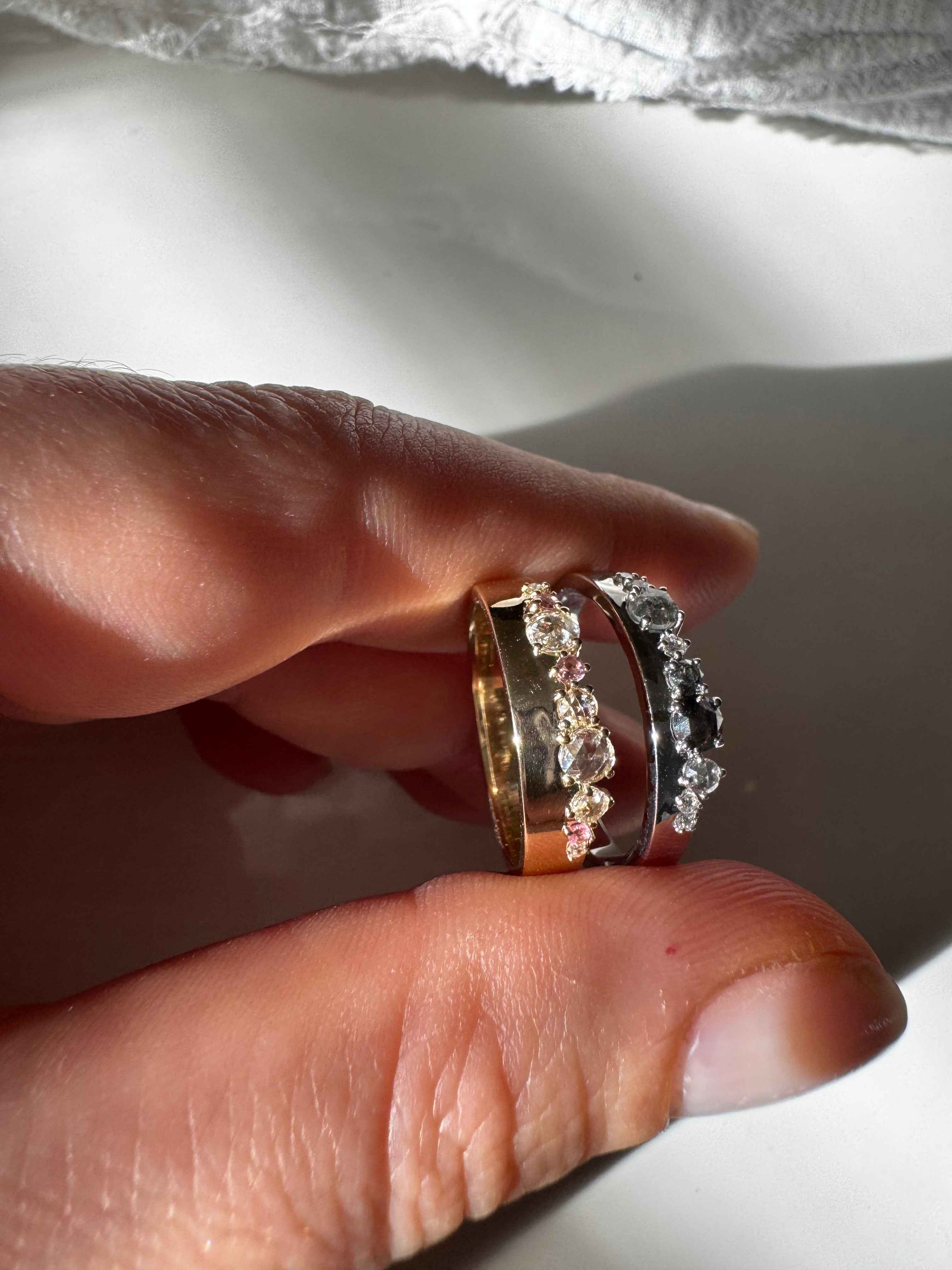 Pink Sapphire/Tourmaline & Diamond Hayden Band