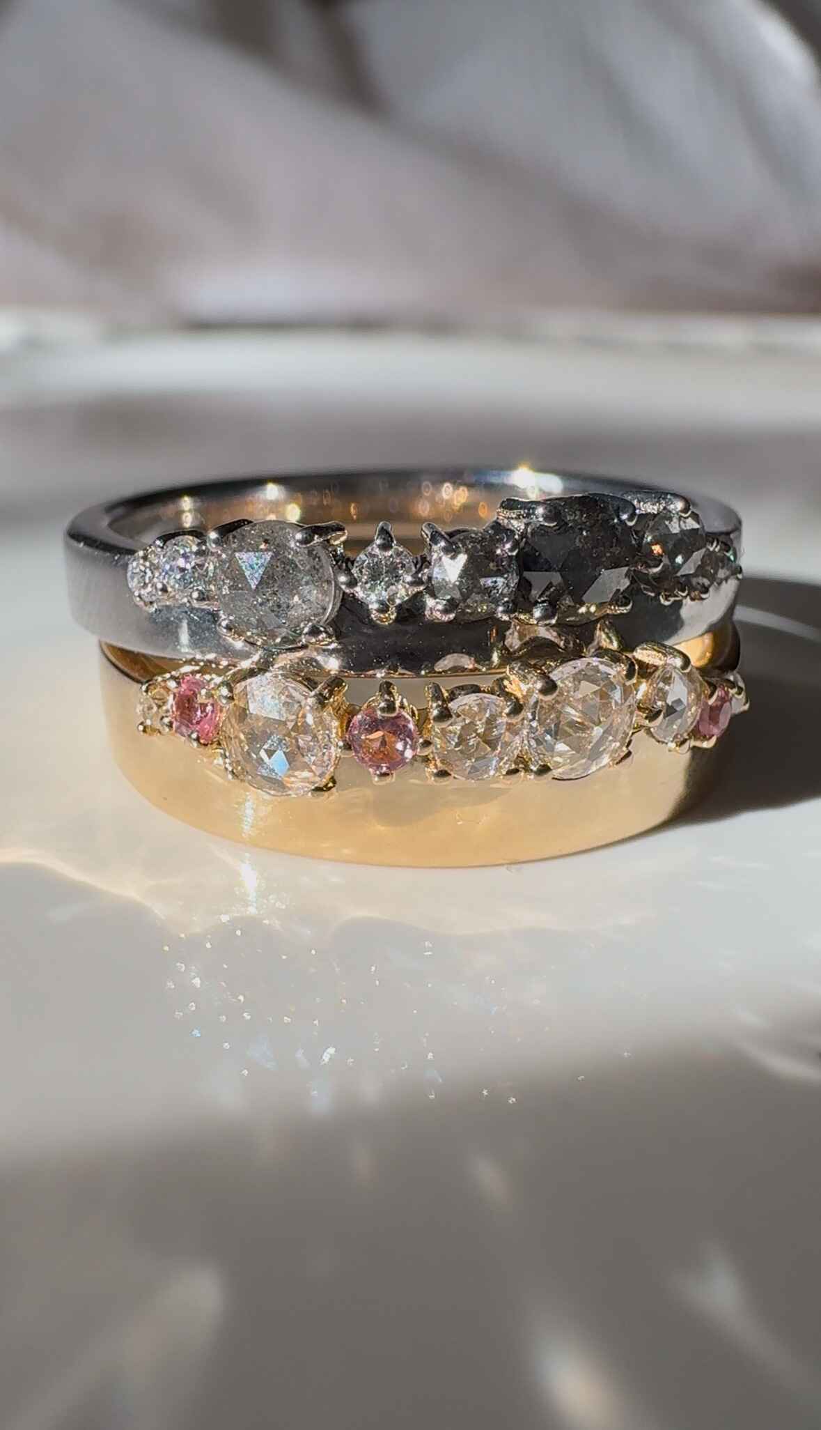 Pink Sapphire/Tourmaline & Diamond Hayden Band