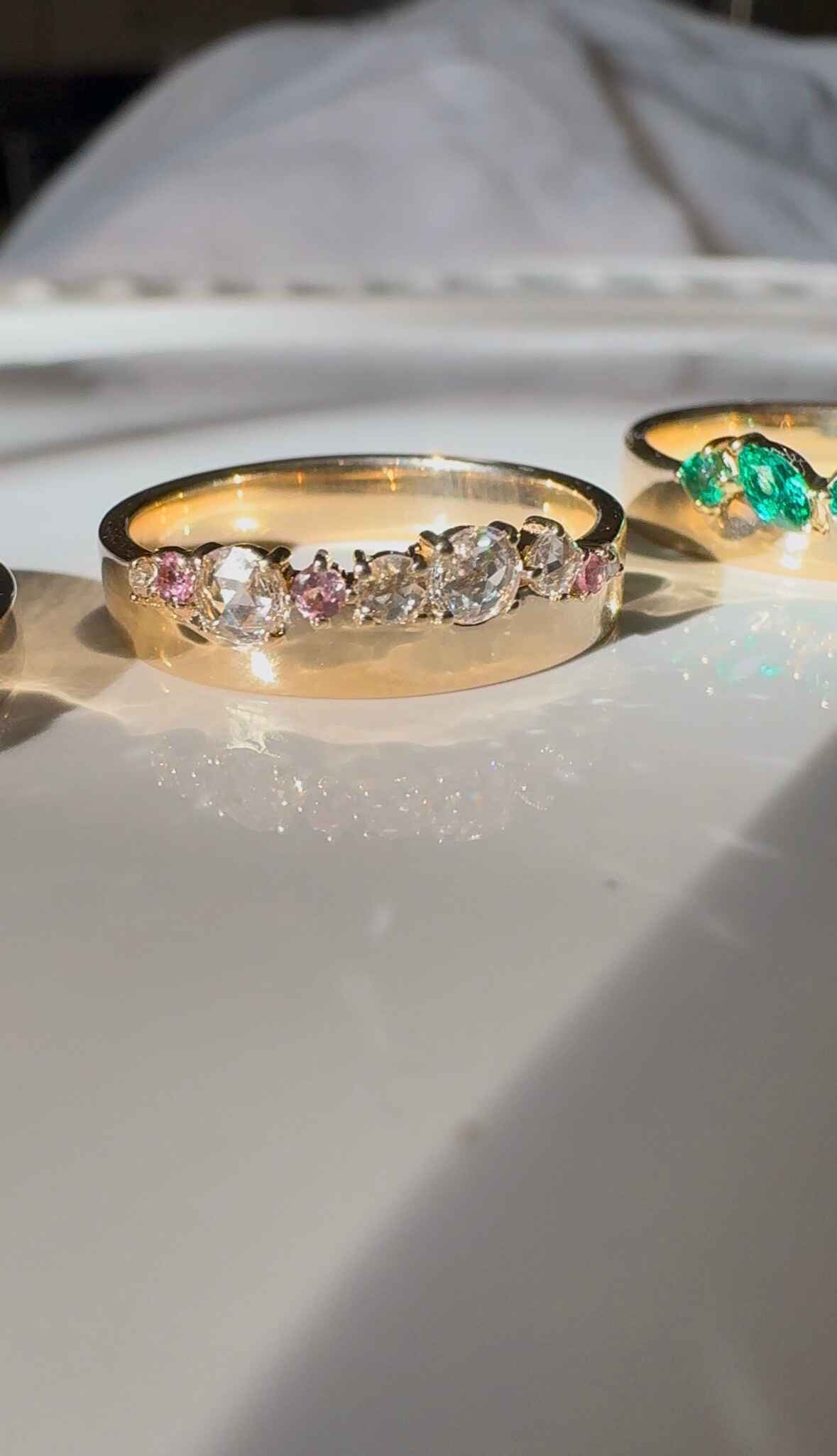 Pink Sapphire/Tourmaline & Diamond Hayden Band